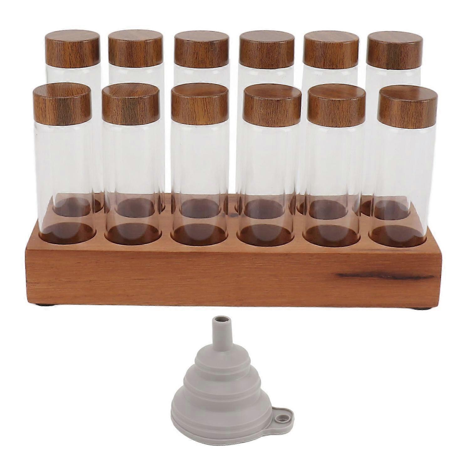 Coffee Bean Storage Tubes with Walnut Wood Stand Lid Glass Cellars Single Dose Coffee Bean Container