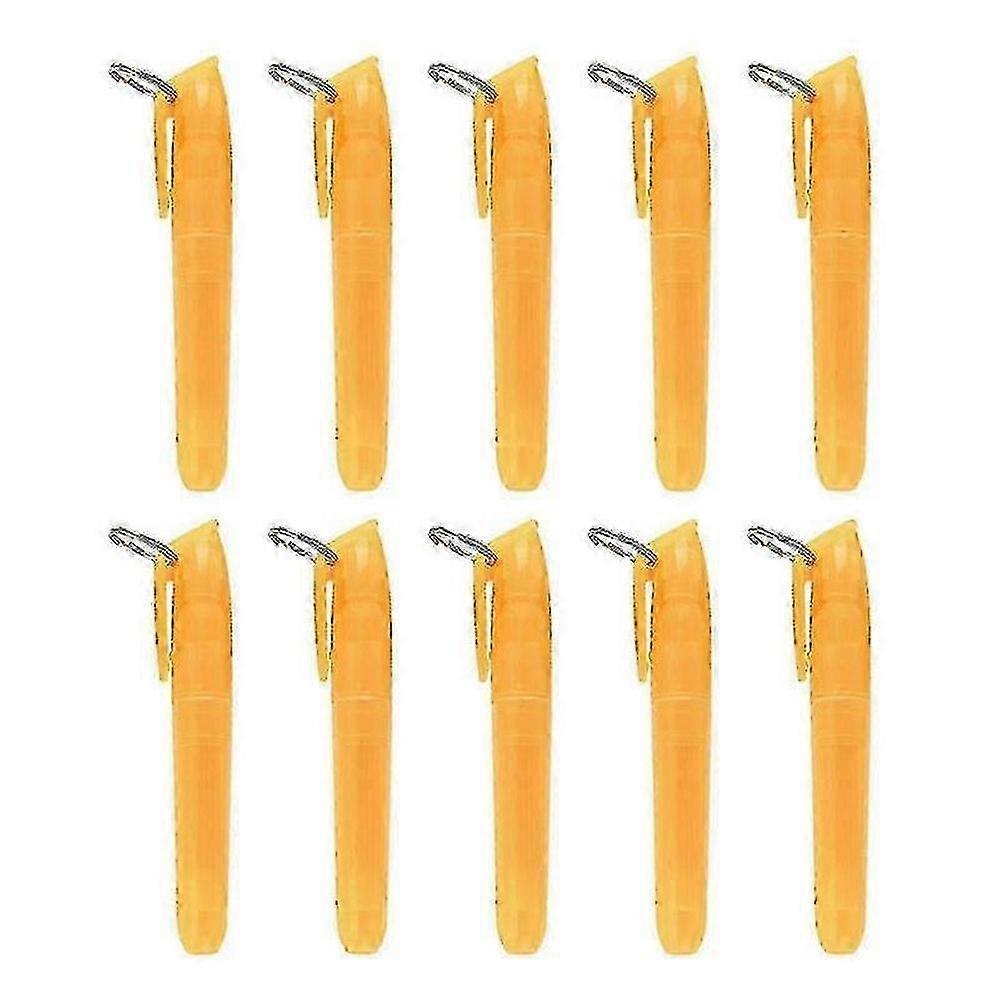 10-Pack Oblique Tip Highlighter Pens with Keyring for Office and School Use