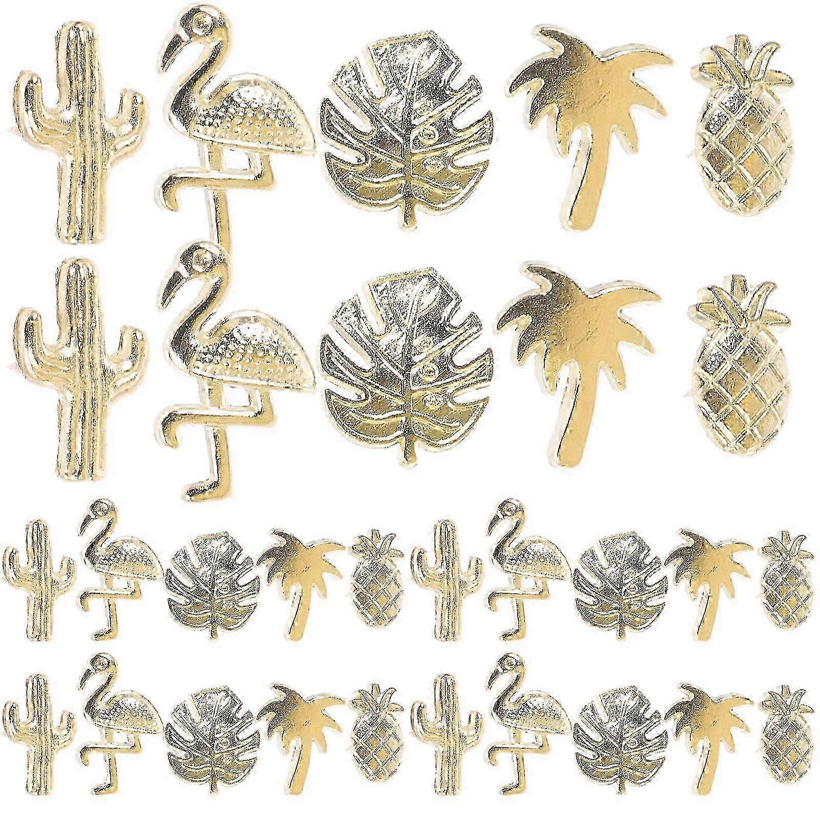 30pcs Summer Themed Thumbtacks Delicate Pushpins Multi-functional Office Thumb Tacks