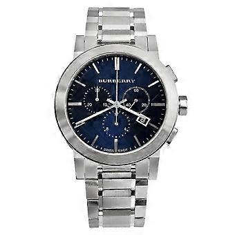 Orologio da uomo Burberry in acciaio inossidabile con cinturino argentato e quadrante blu Bu9363 The City