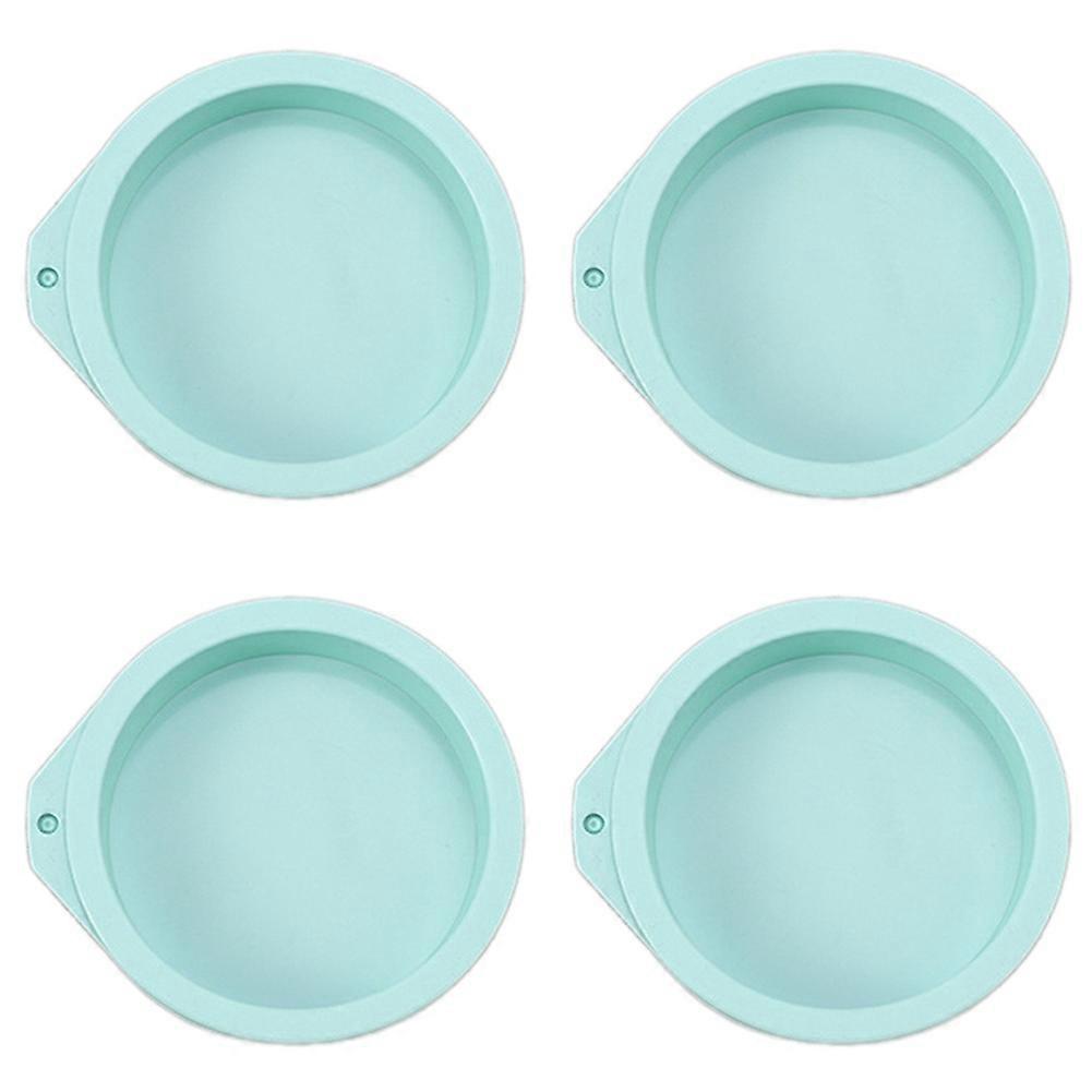 4Pcs Cake Pan Round Cake Layer Set Silicone Bakeware Mold,Blue,4Inch