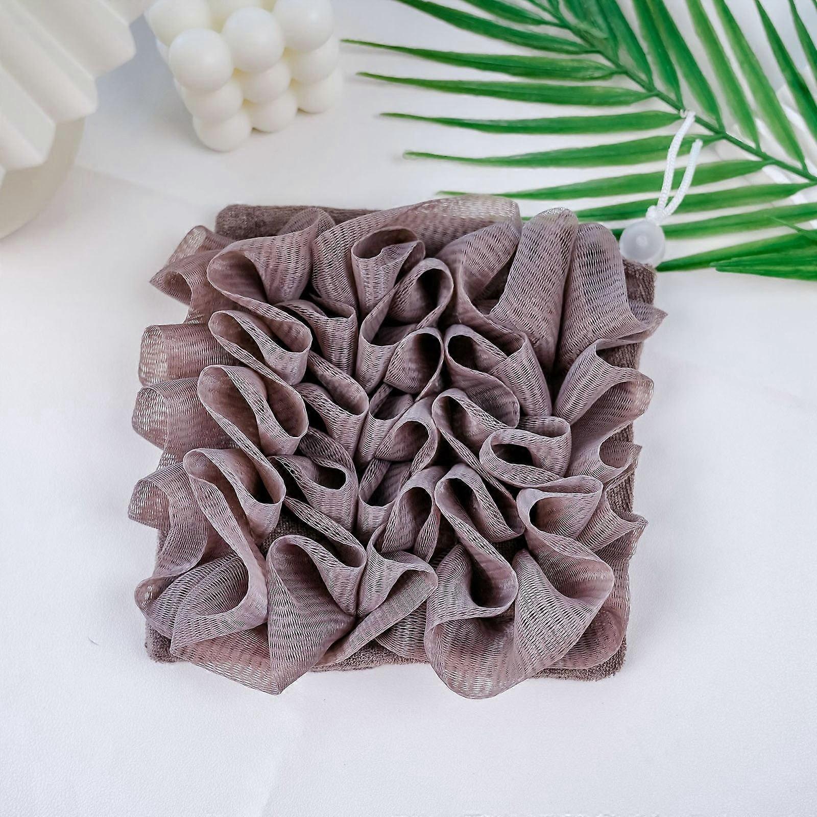 Shower Loofah With Drawstring Soap Holder & Maker Soft Scrubbing Sponge For Rich & Back Scrubbing