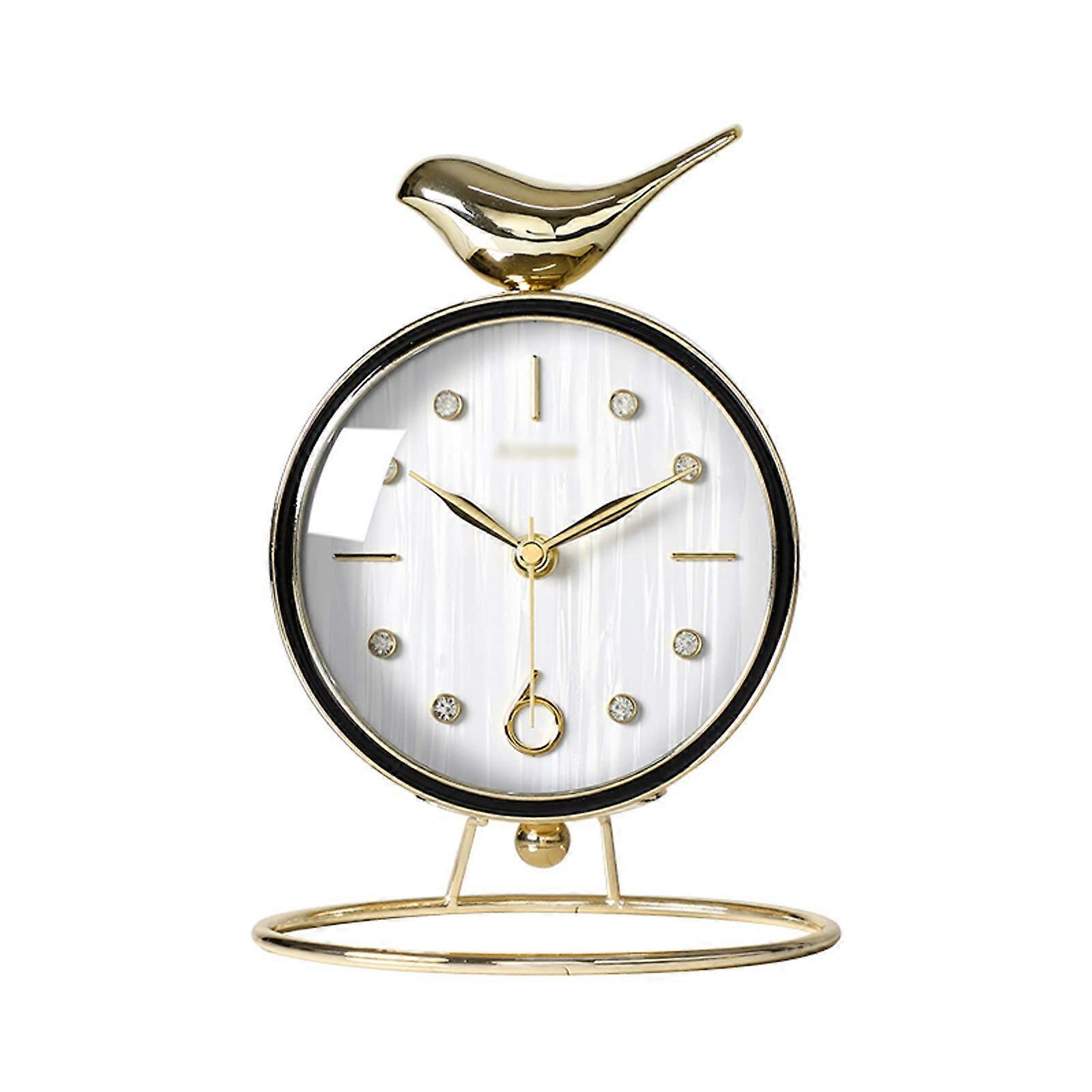 Table Clock with Metal Base, Cute Mantel Desk Clock for Home Office Decoration