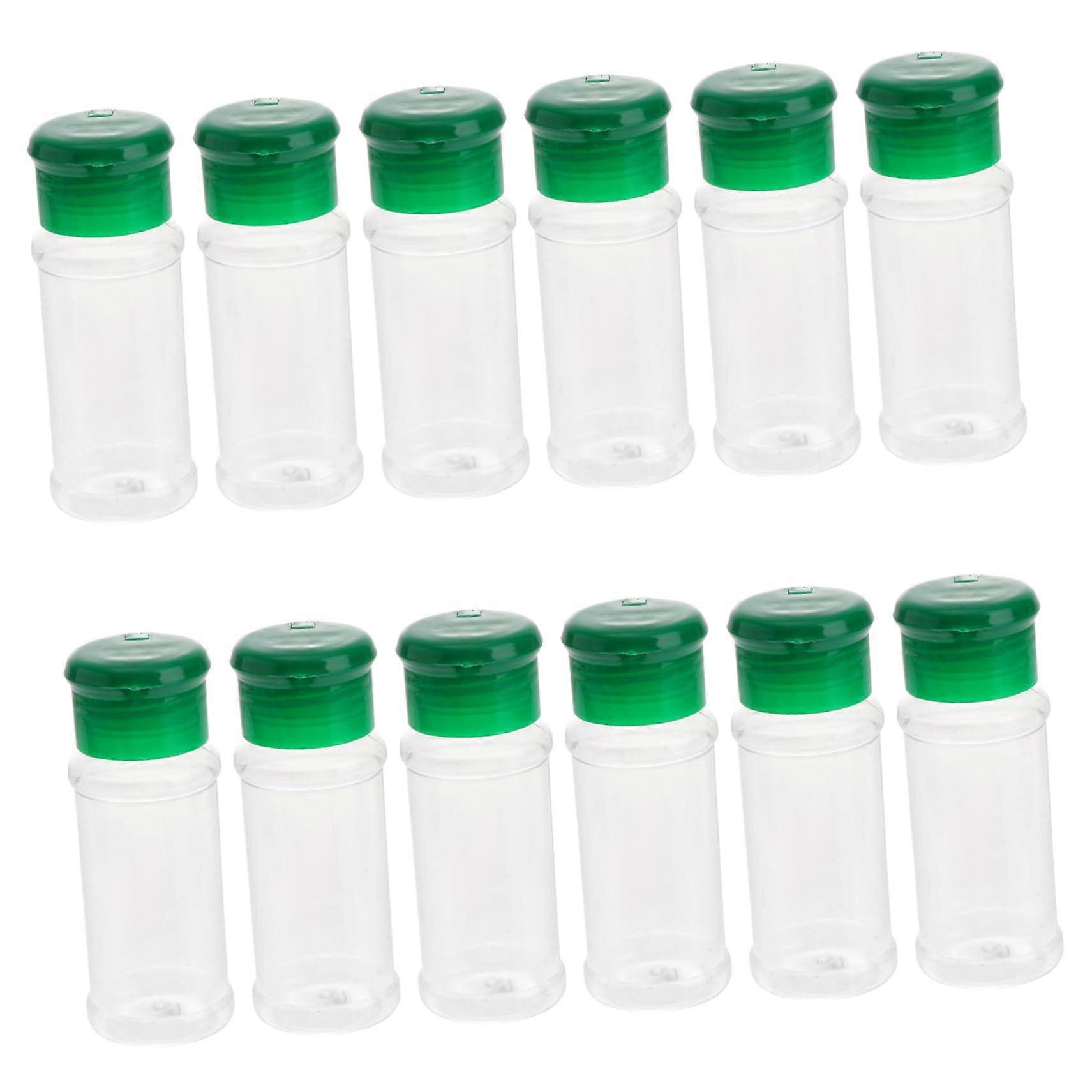 Plastic Spice Jar 12Piece Green Condiment Containers For Salt Pepper And Seasonings Easy To Clean And Portable