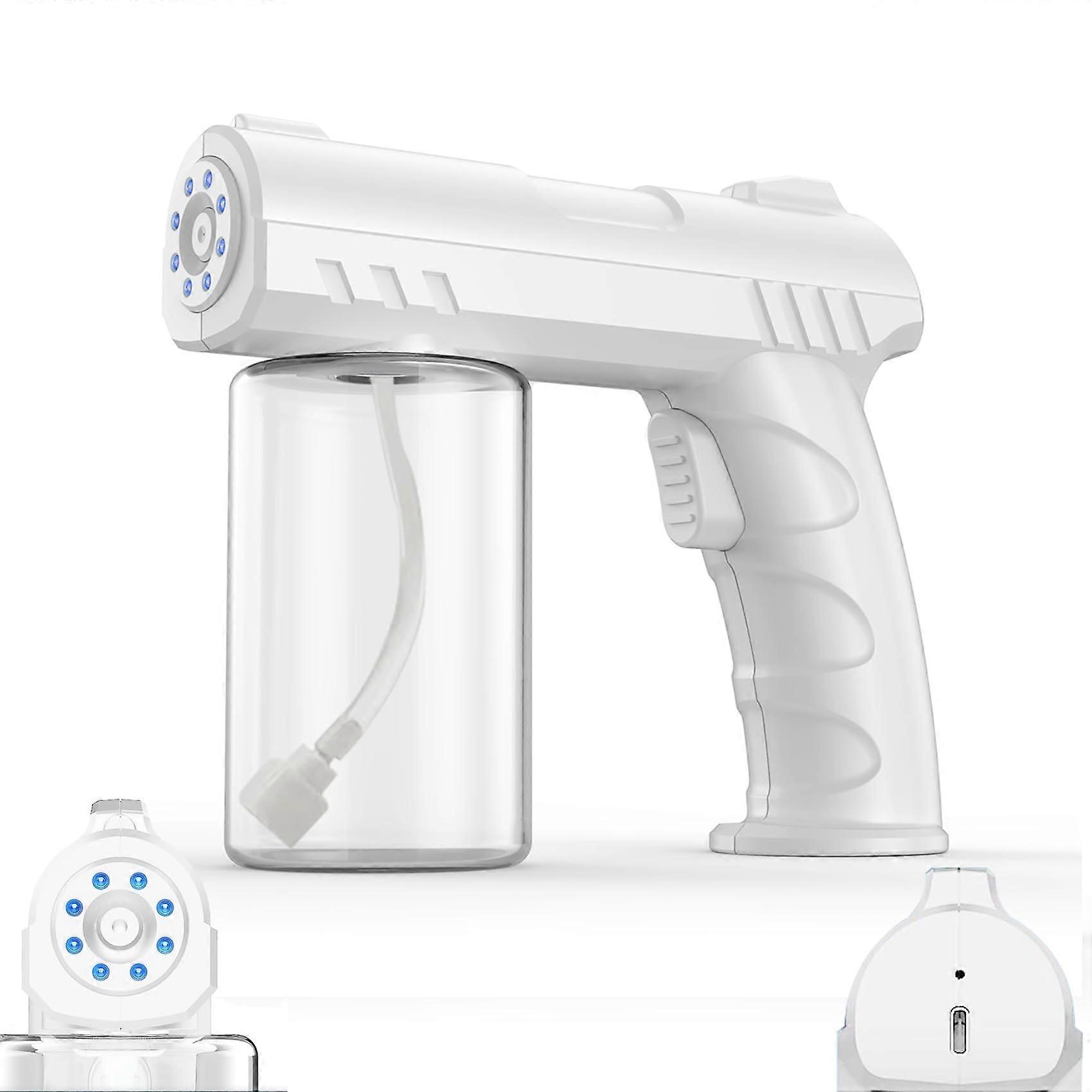 Handheld Nano Disinfection Spray with Blue Light for Home Office Travel Use White Portable Atomizer