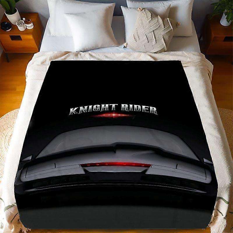 Přehoz na postel s motivem seriálu Knight Rider - měkké flanelové celoroční povlečení s červenými akcenty, černobílý motiv pro domácnost Th-MNBVC300