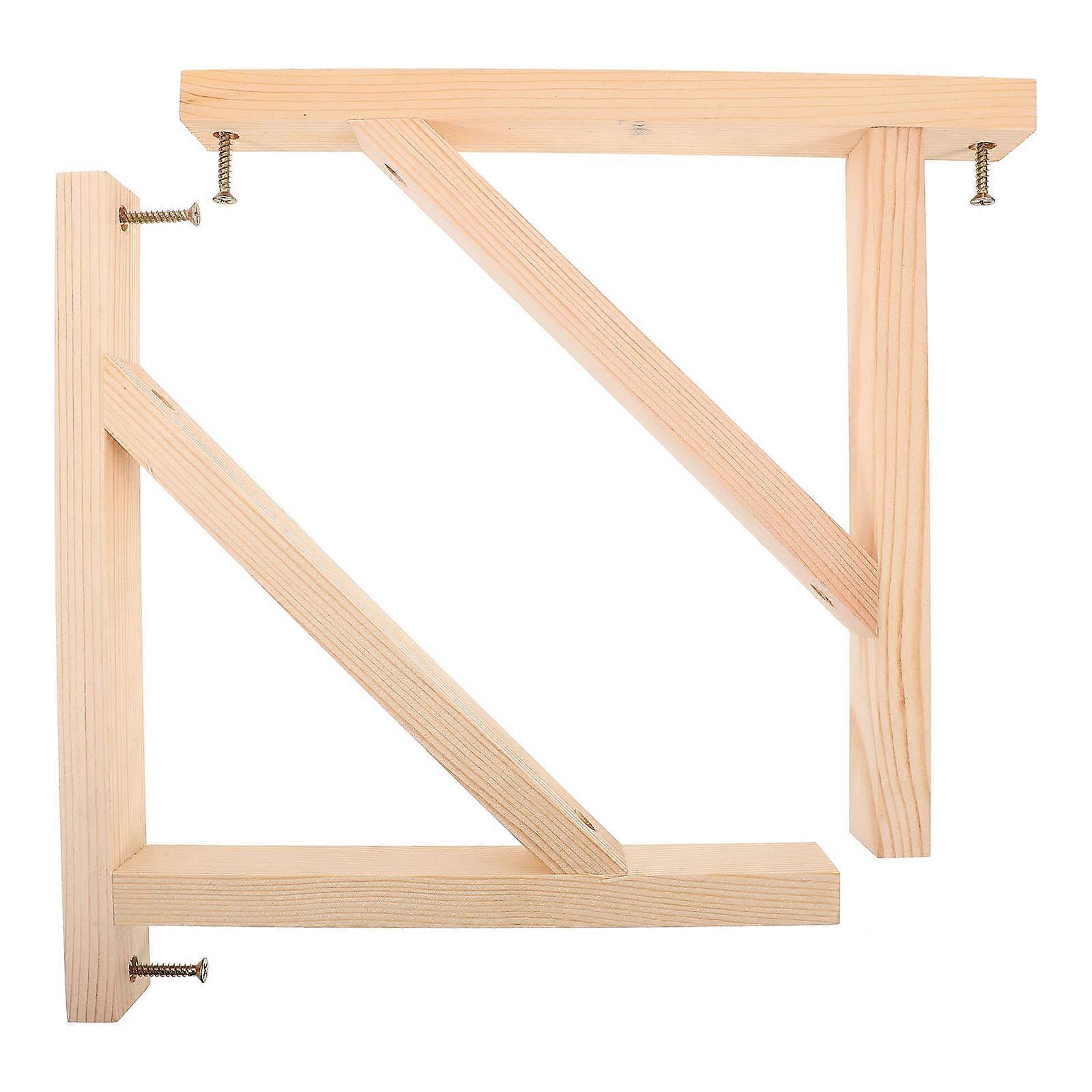 Wood Beige Shelf Bracket for Holding Use Durable Stable Construction Easy Installation 2pcs