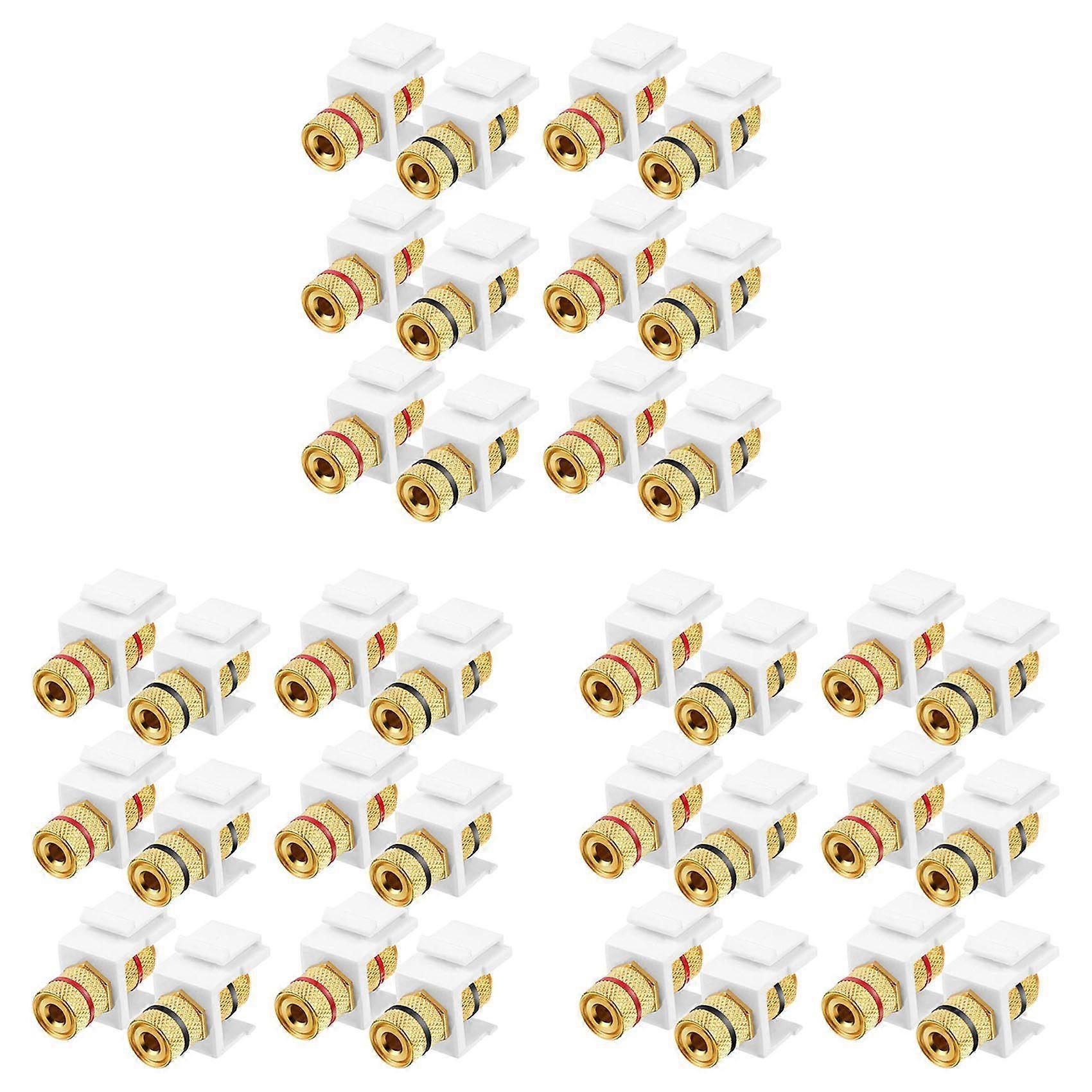 36 Pieces Banana Jack Binding Post Keystone Jack Insert, Black and Red Rings Audio Speaker Keystone Connector Screw Type