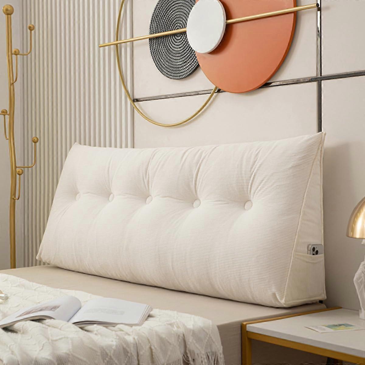 Large Triangular Wedge Pillow for Bed and Sofa with Ergonomic Lumbar Support and Removable Velvet Cover