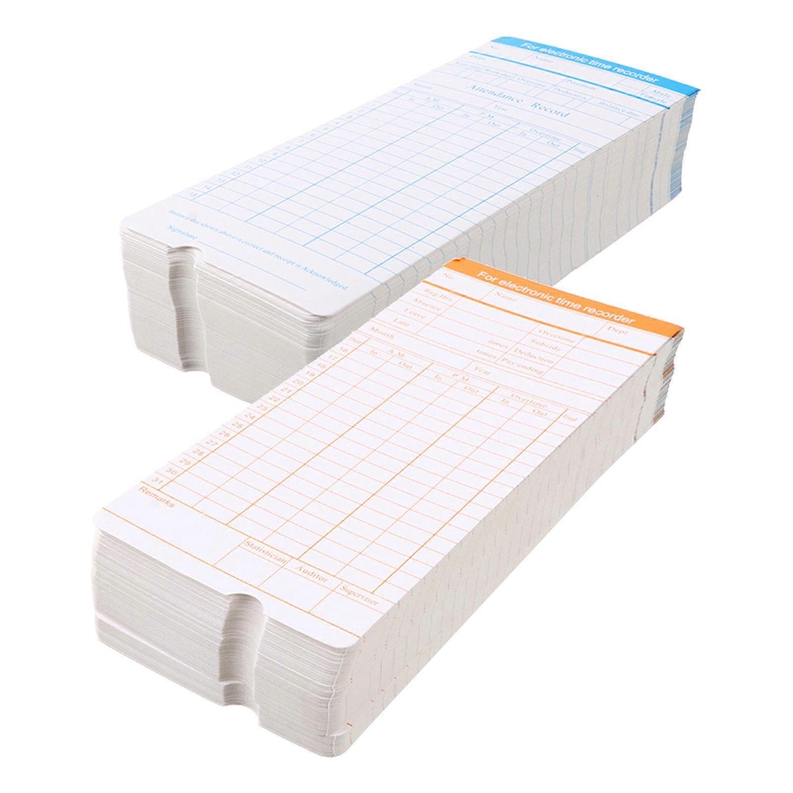 200 Sheets Attendance Paper Cards Time Clock Cards Attendance Payroll Recorders