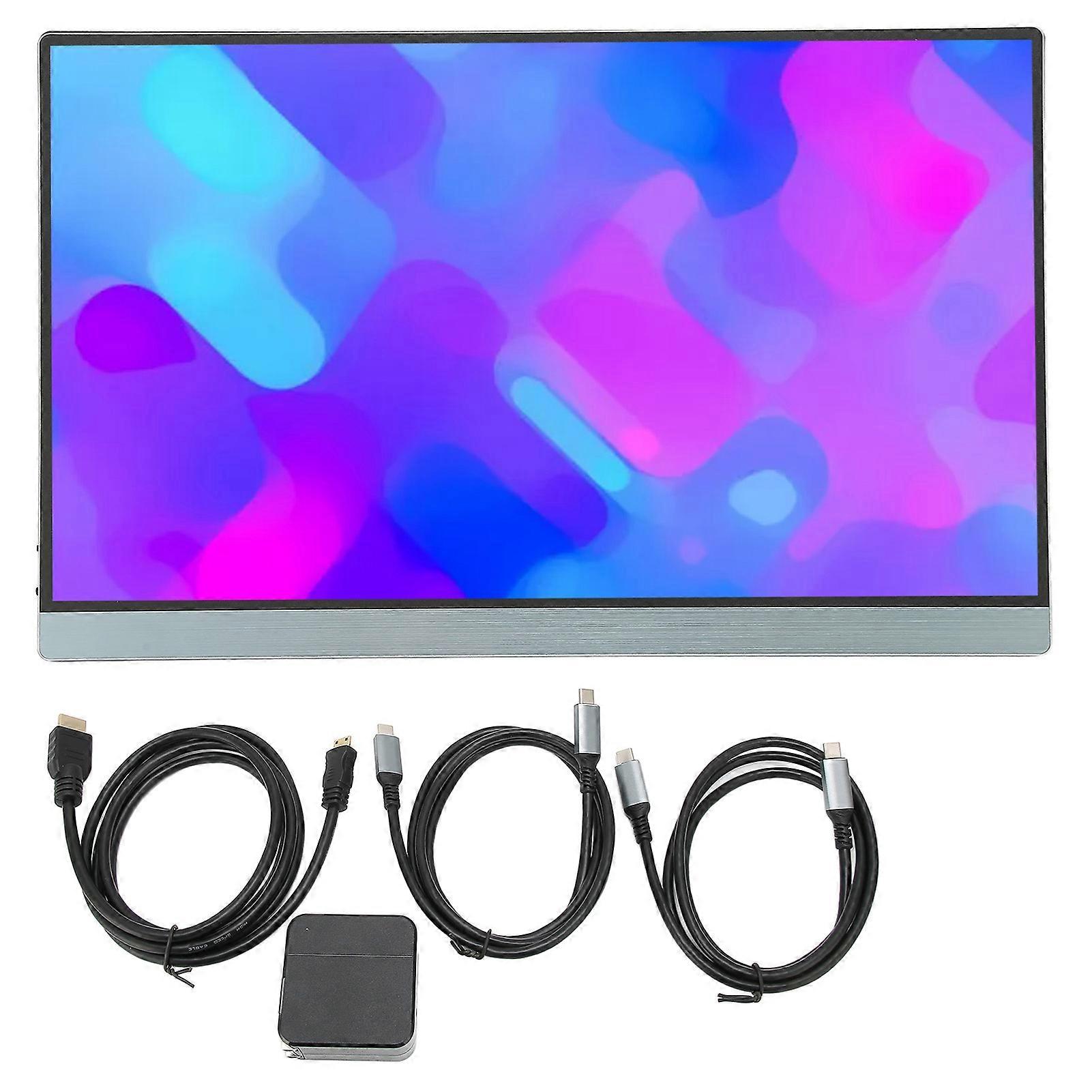 15.6in FHD 4K Portable Gaming Monitor with IPS, Projection Function & Leather Case EU Plug