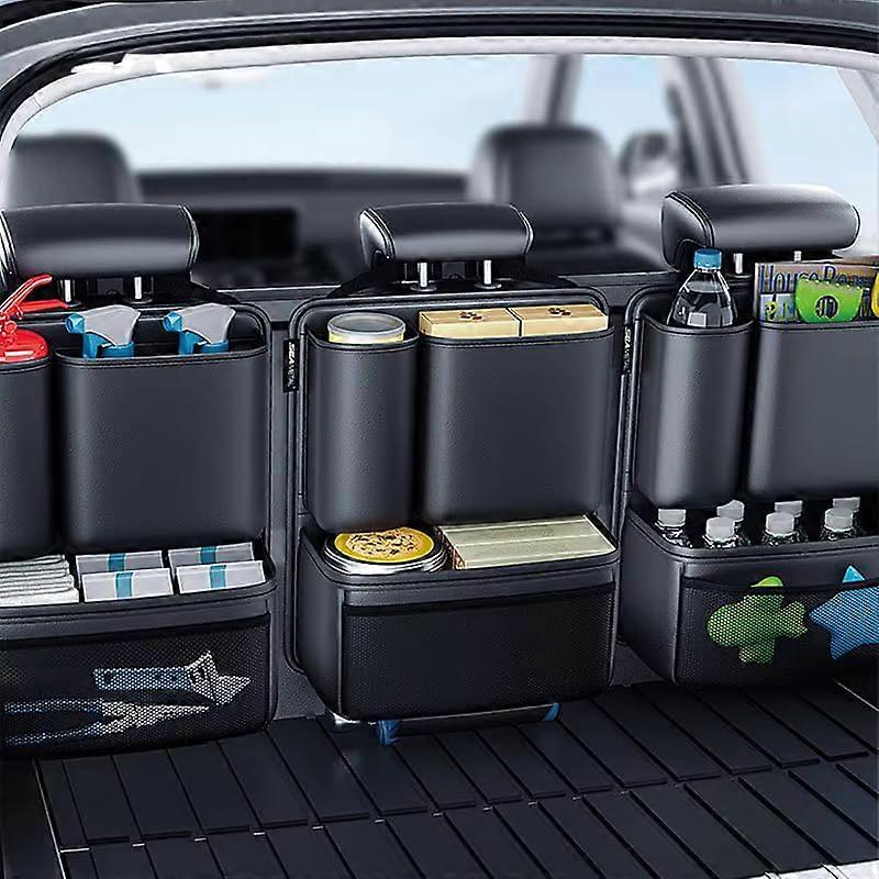Waterproof Leatherette Car Backseat Organizer with MultiPocket Hanging Trunk Storage for SUV