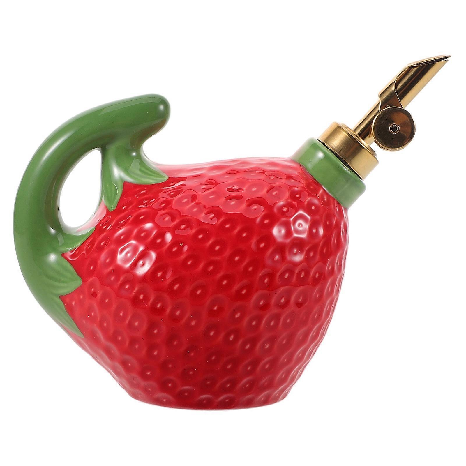 Liquid Condiment Container Ceramic Oil Dispenser for Kitchen Red Jar