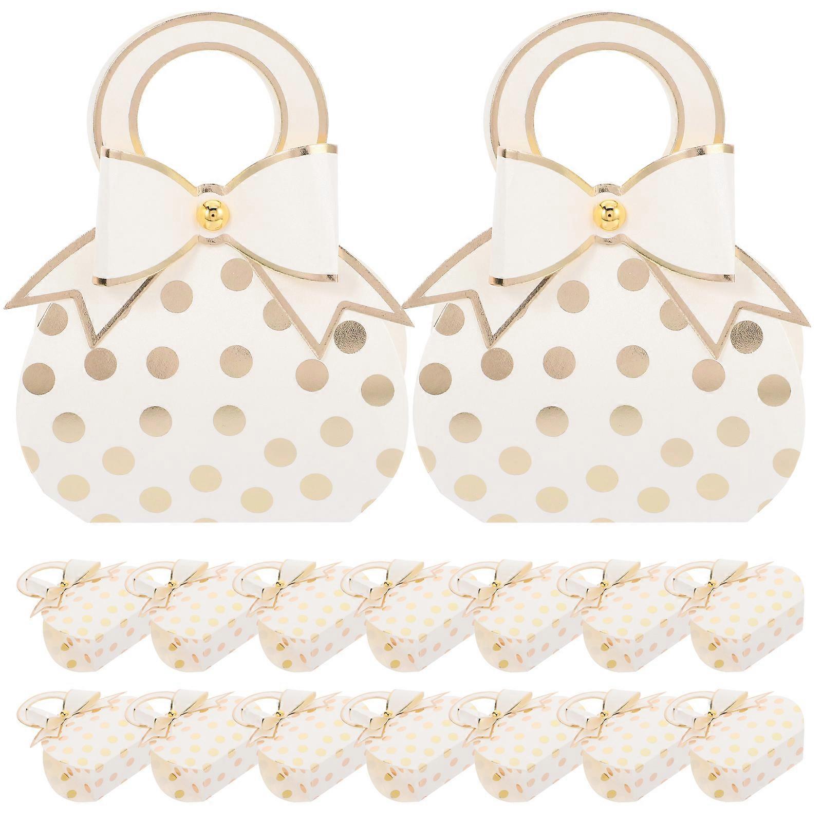 Elegant White Candy Boxes for Candy Storage with Handbag Design 50Pcs