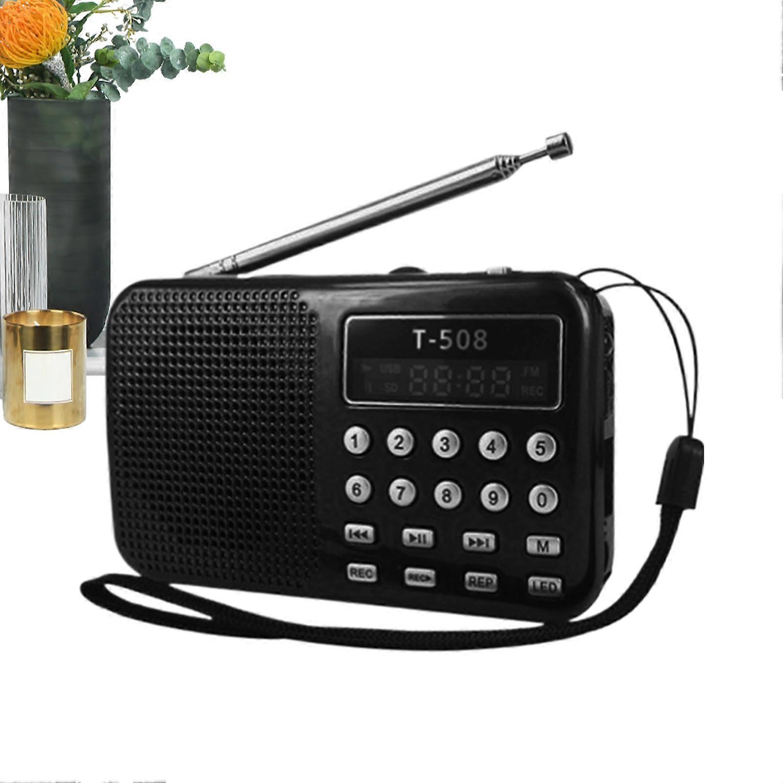 AM FM Radio Compact Digital AM FM Tuner Speaker MP3 Player For Computer Office Travel Study Entertainment Black