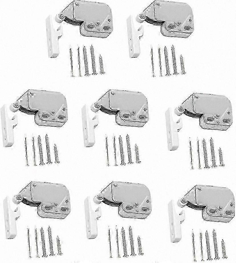 White Mini Spring Latch for Cabinet Doors Push-to-Open Locking Mechanism