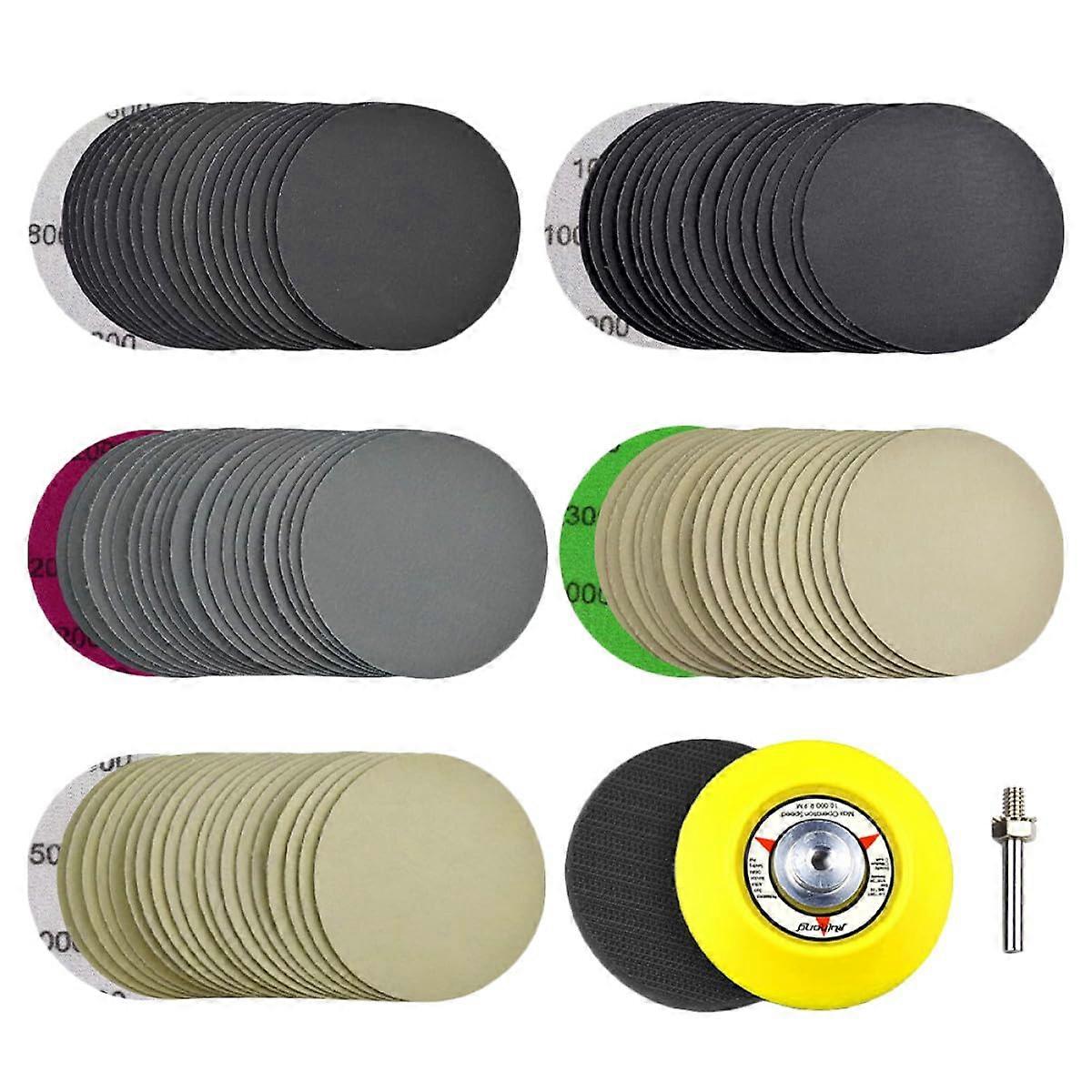 Sandpaper Set Wet Dry Silicon Carbide with Hook Loop Backing for Wood Metal Furniture Polishing