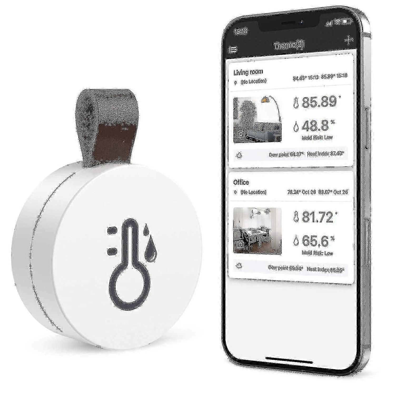 Termómetro higrómetro inalámbrico Oria Mini con Bluetooth 5.0, sensor de temperatura y humedad, con exportación de datos y alertas.