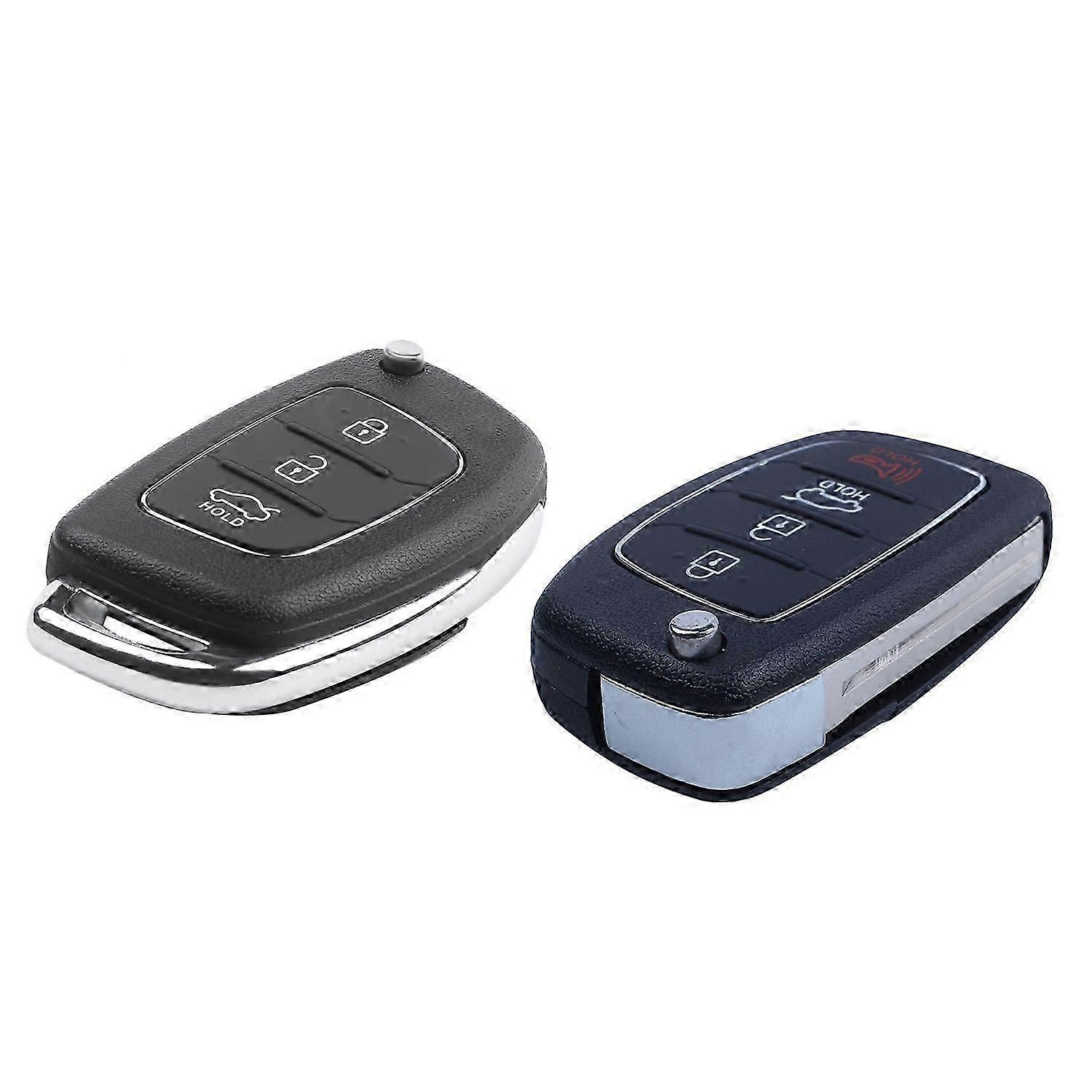 2x Flip Key Shell Case for 3-Button 4-Button Remote Key Fob Black-JJ