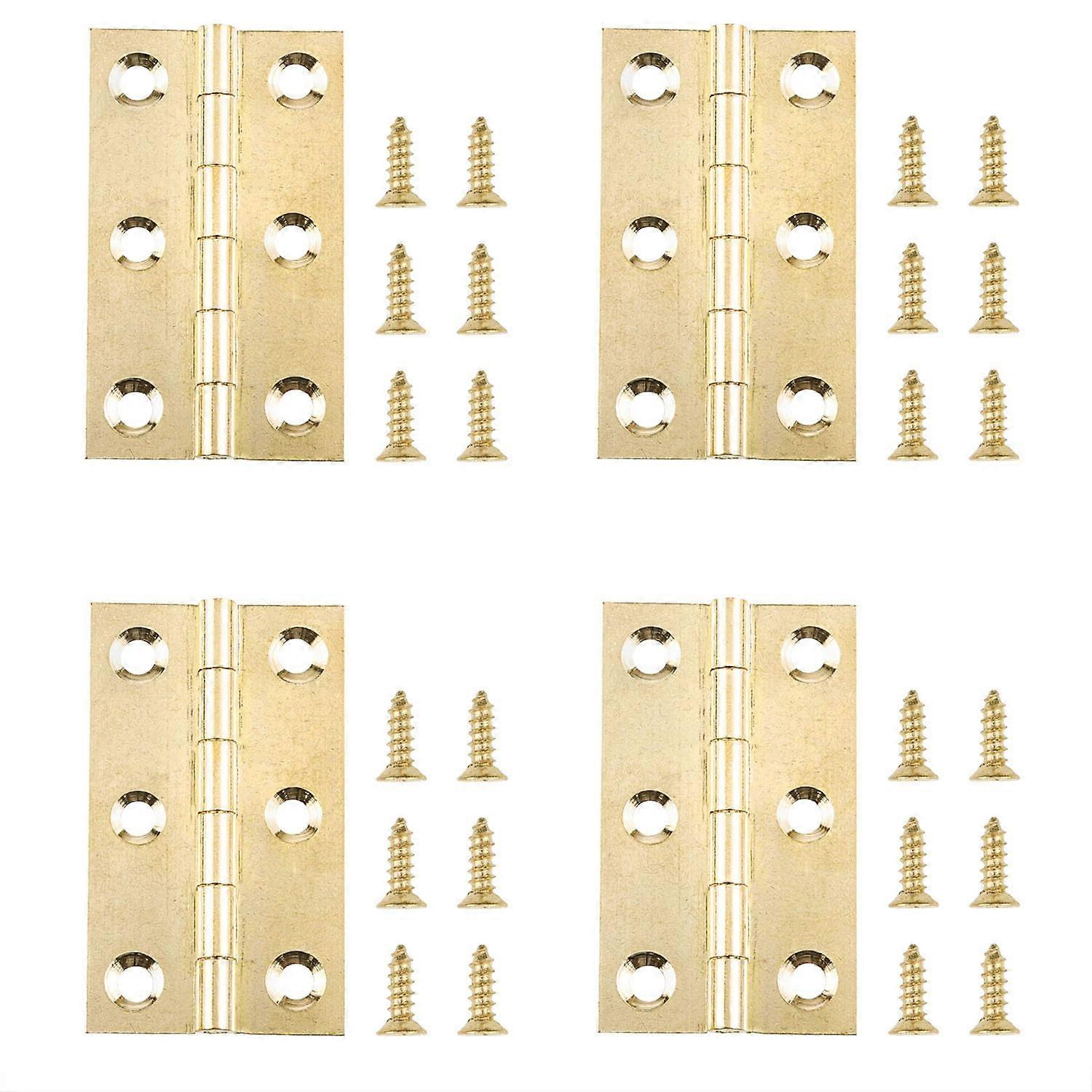 2 Inch Solid Brass Cabinet Hinges with Screws, RustResistant for Wooden Boxes and Cabinets, 4PCS