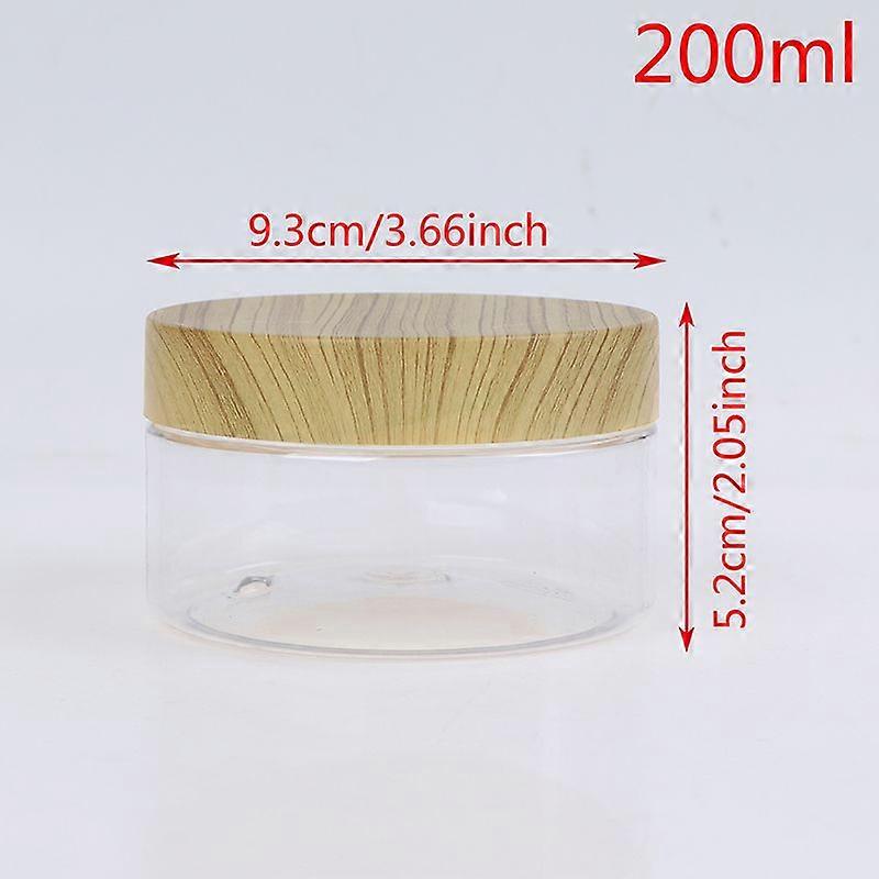 Empty Clear Jar Container With Plastic Imitation Wood Lid Plastic Storage Bottle