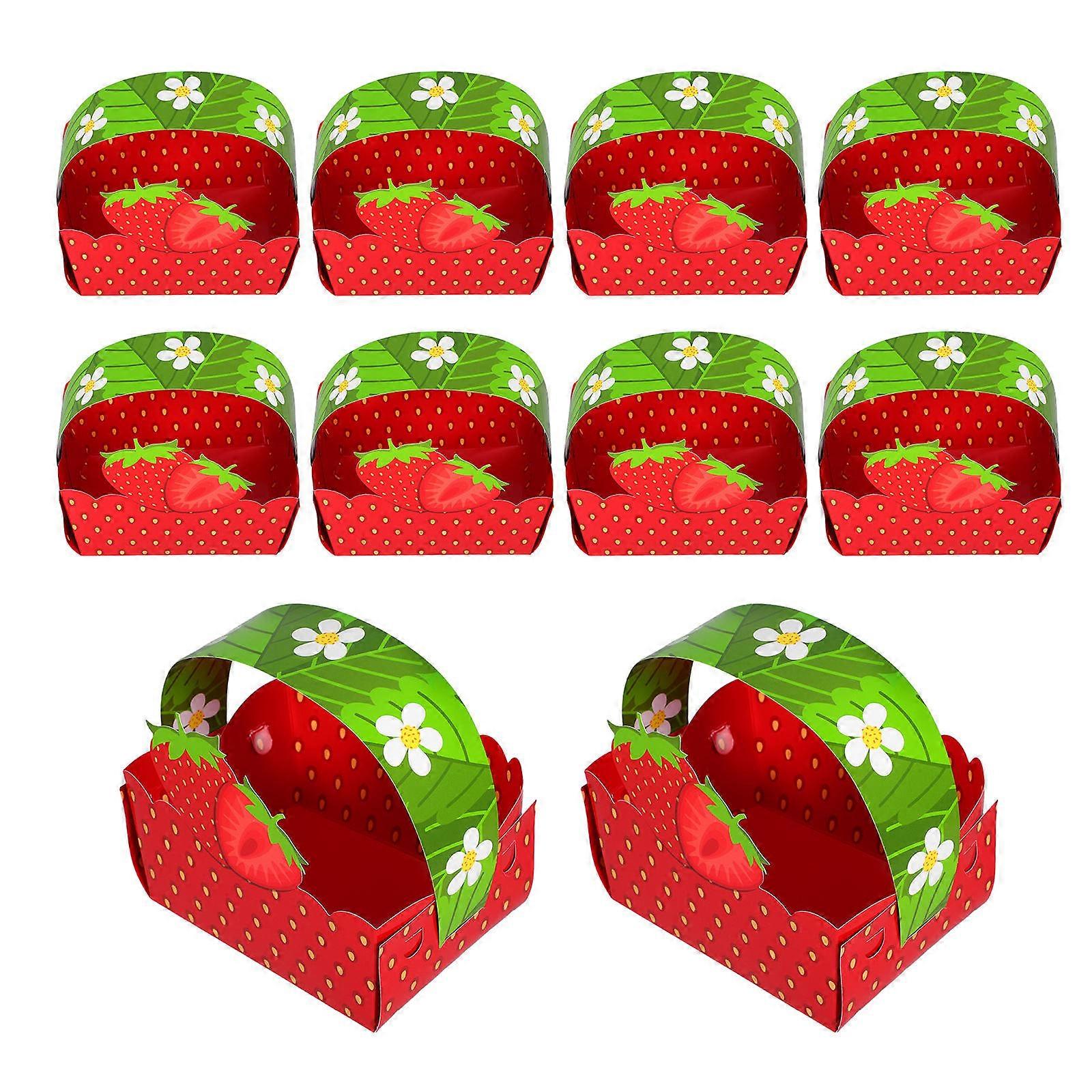 Fruit Paper Snack Boxes for Storage with Handle 20Pcs Red Summer Theme Containers