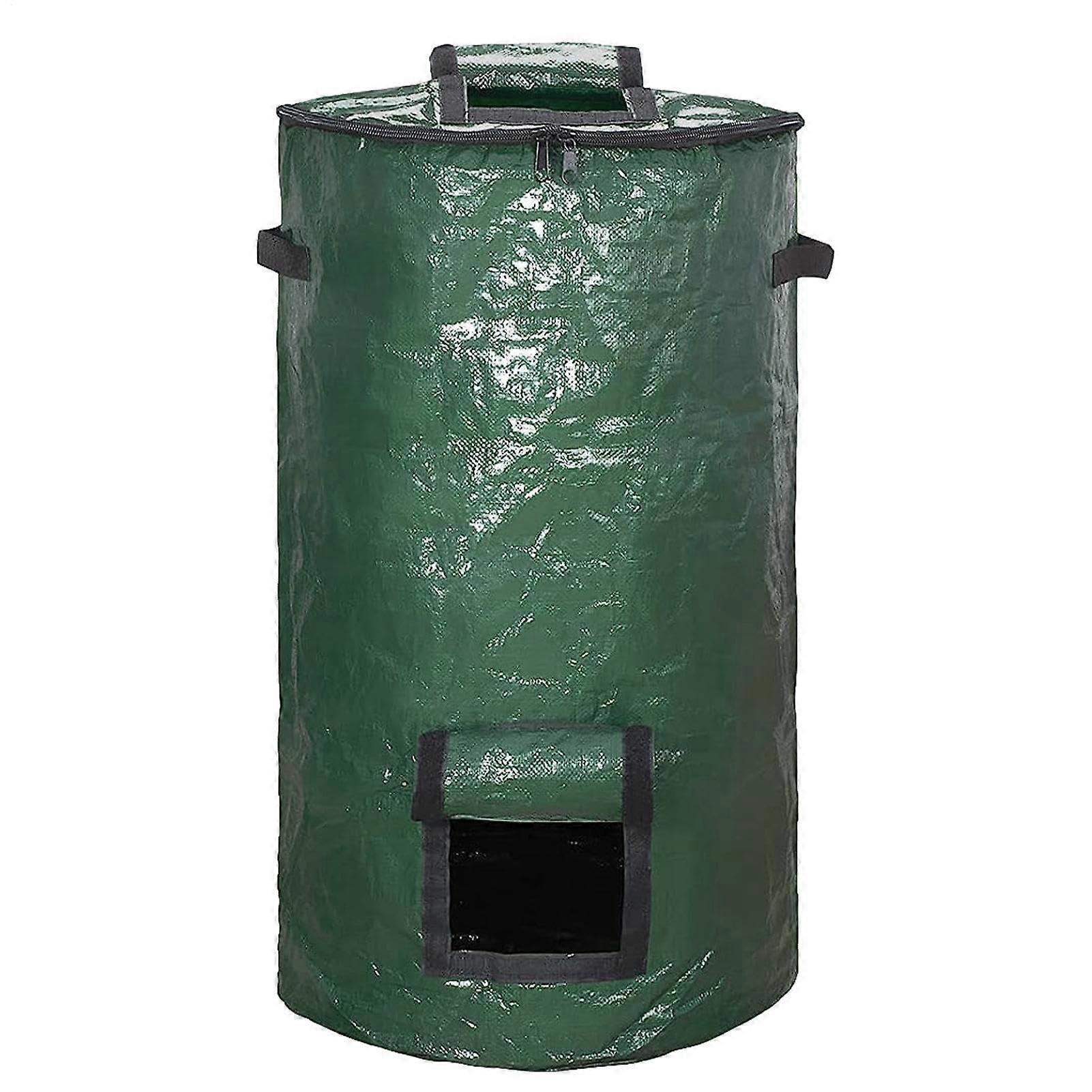 Compost Bin Bag with Zipper Lid and Handles, Foldable Garden Compost Bag for Kitchen and Yard Waste