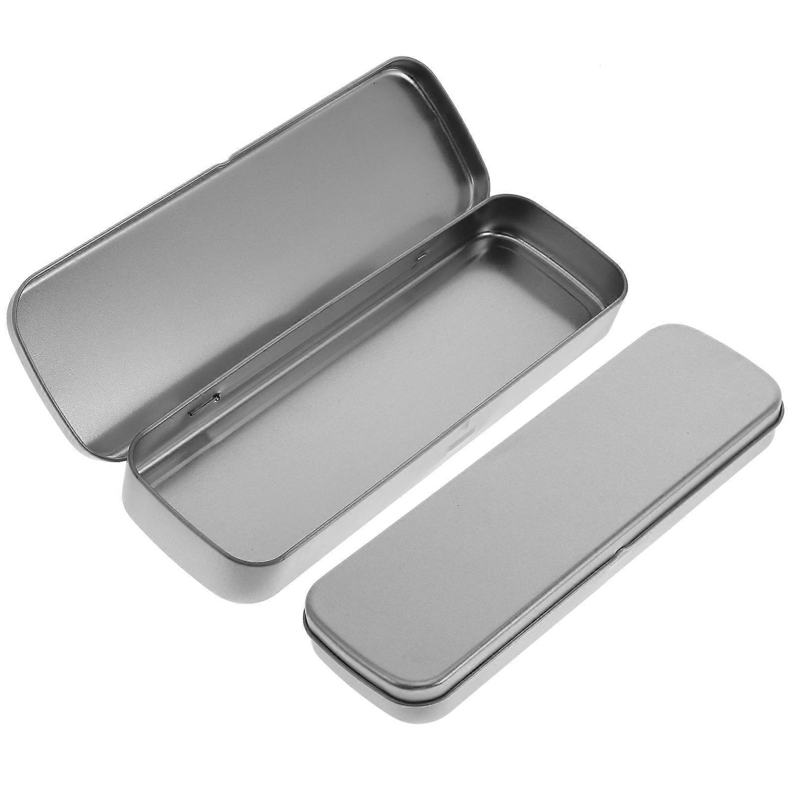 Tinplate Pencil Storage Box Rectangular Shape Makeup Brush Cup for School 20.00X5.80X2.50CM 2Pcs