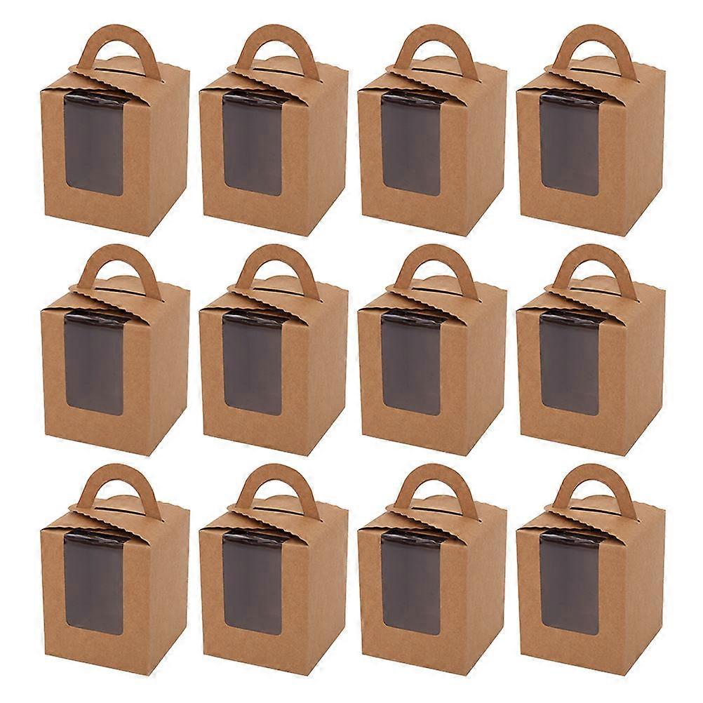 Cake Packing Boxes with Inserts for Storage 24Pcs Light Brown Cupcake Carriers