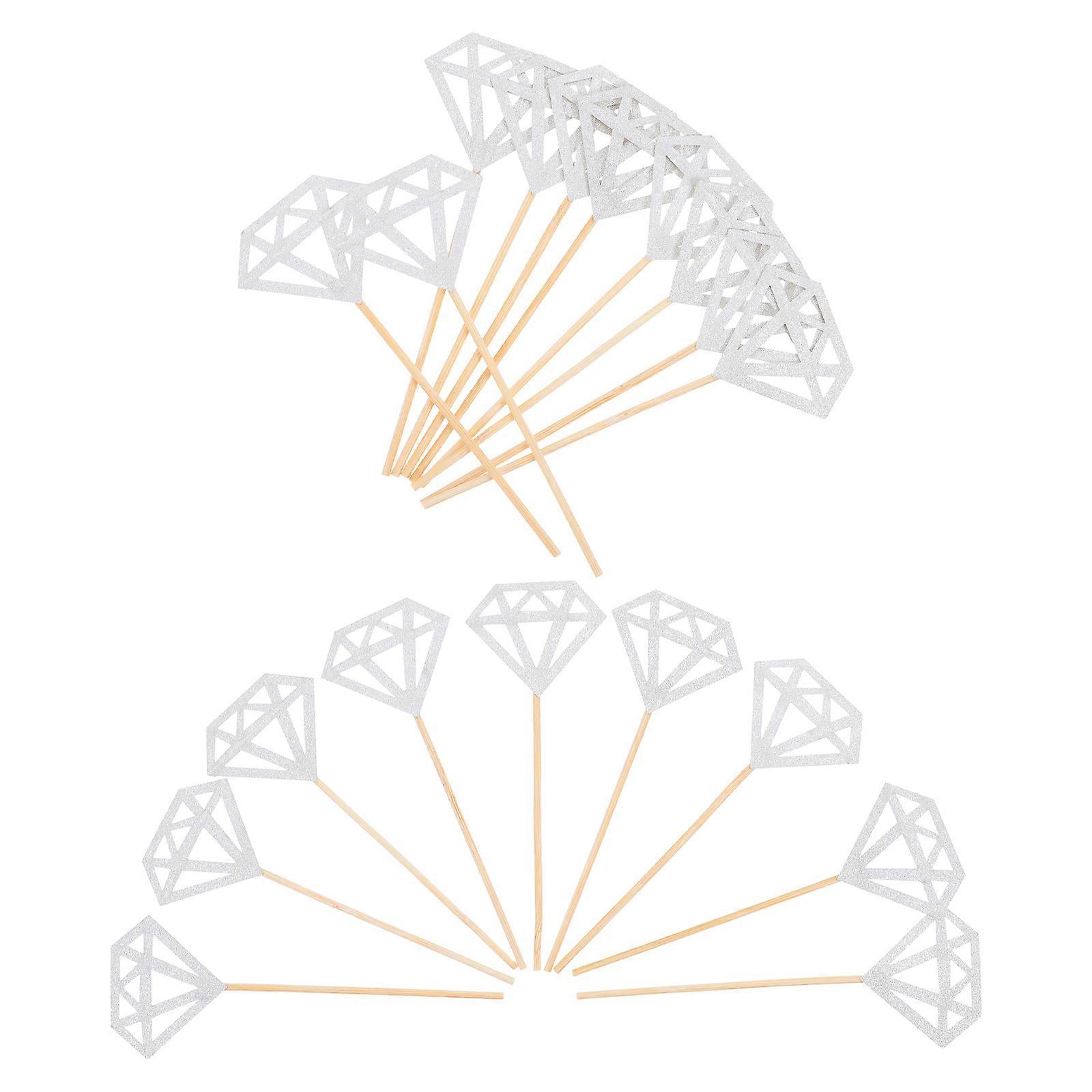 Silver Glitter Cake Topper Paper Decoration for 50Pcs Use