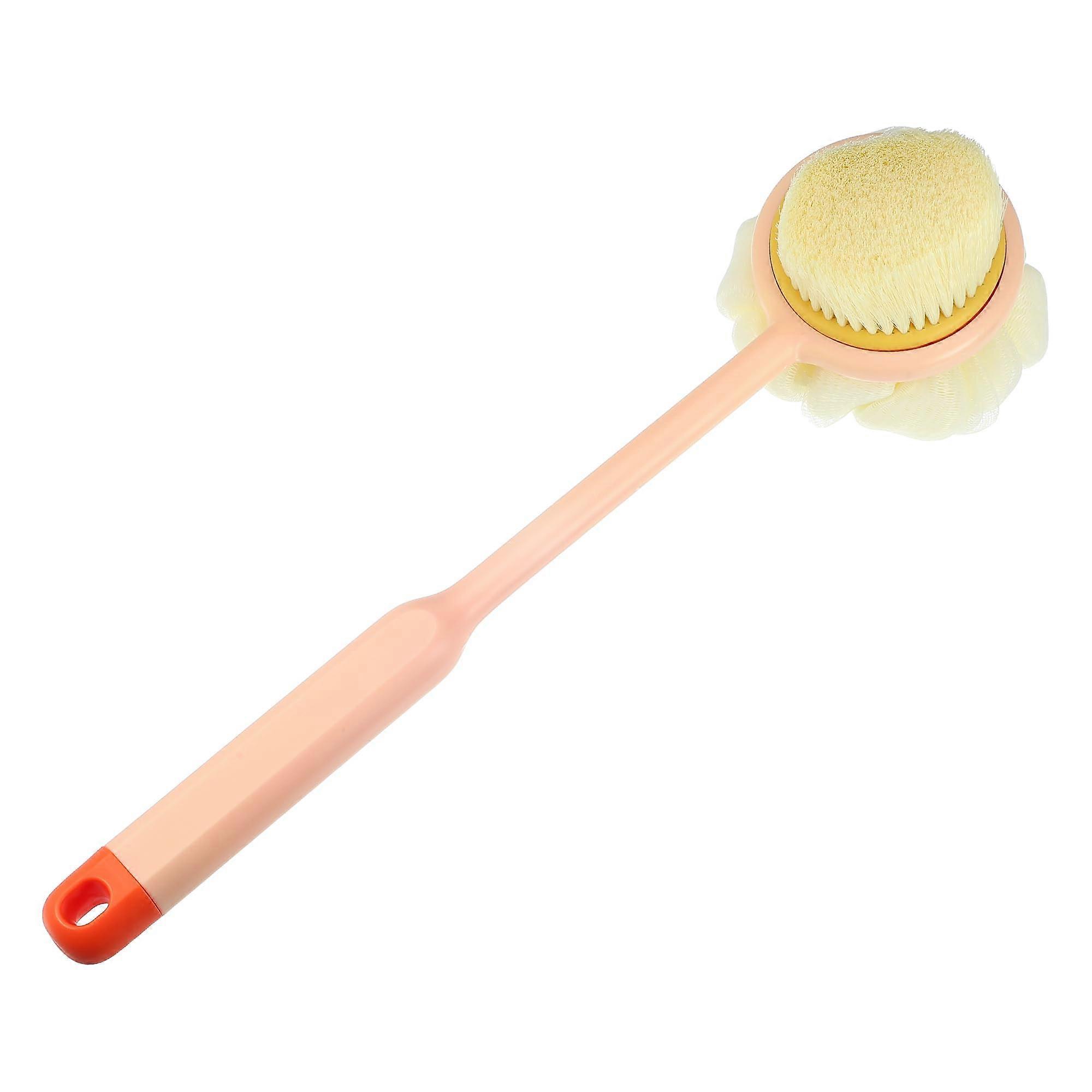 Back Scrubber and Bath Brush, DoubleSided Long Handle for Exfoliating and Lathering, Orange
