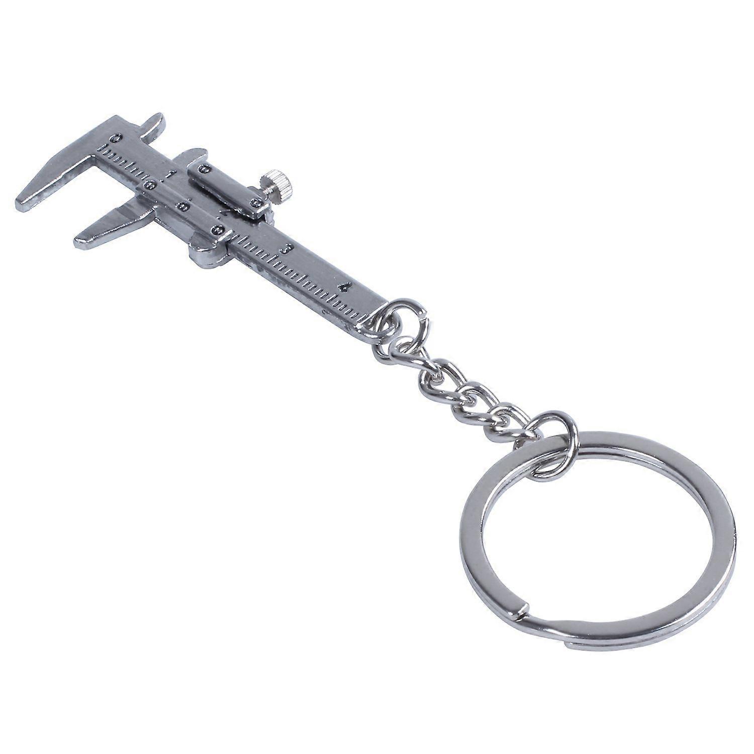Silver Simulation Vernier Caliper Model Ruler Slide Keychain