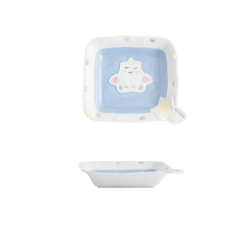 8.25 Inch Unicorn Ceramic Dinner Plate with Charming Cartoon Design, Dishwasher Safe Tableware