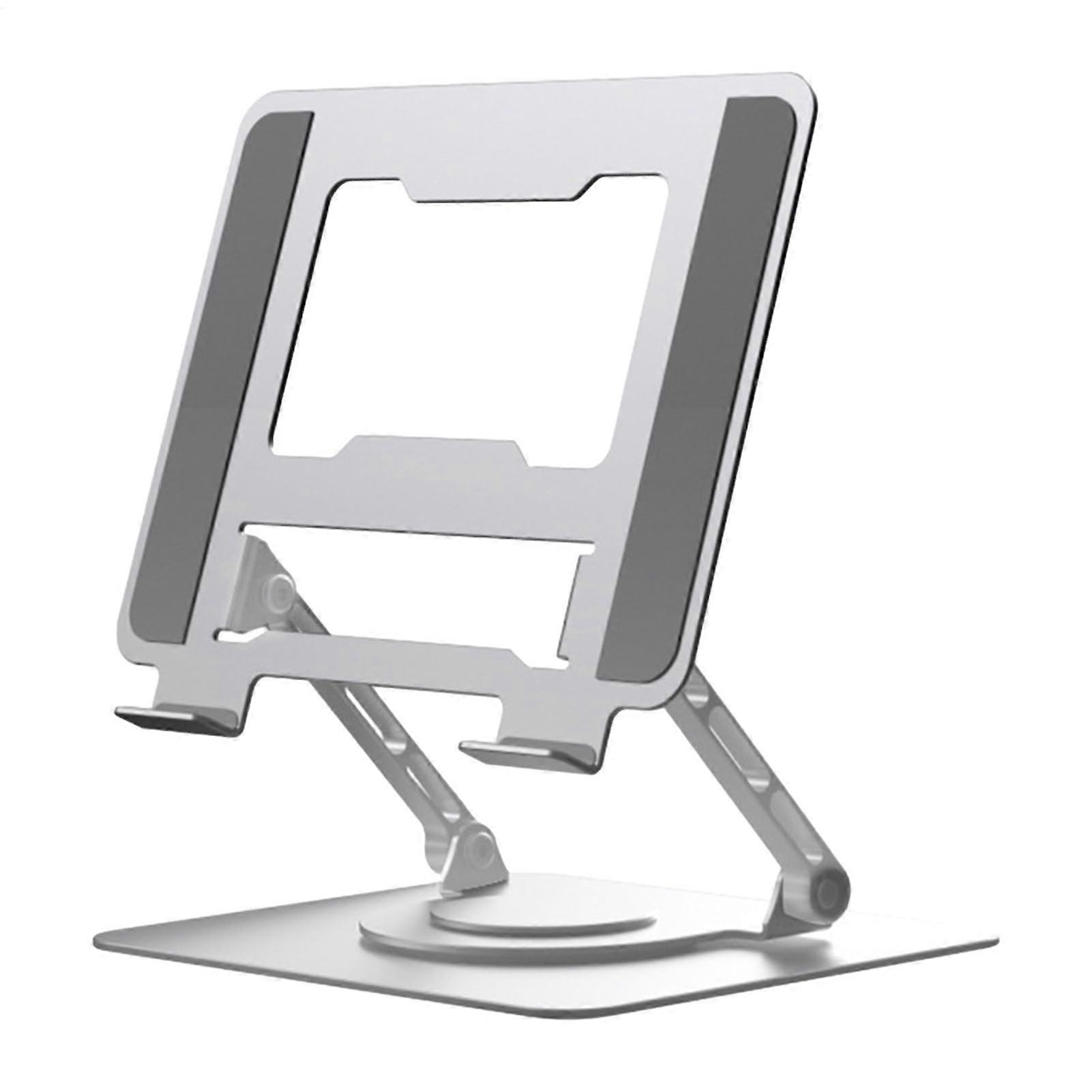 Adjustable Laptop Stand with 360° Rotation, Foldable Aluminum Riser, 22 lbs Load Capacity, Silver