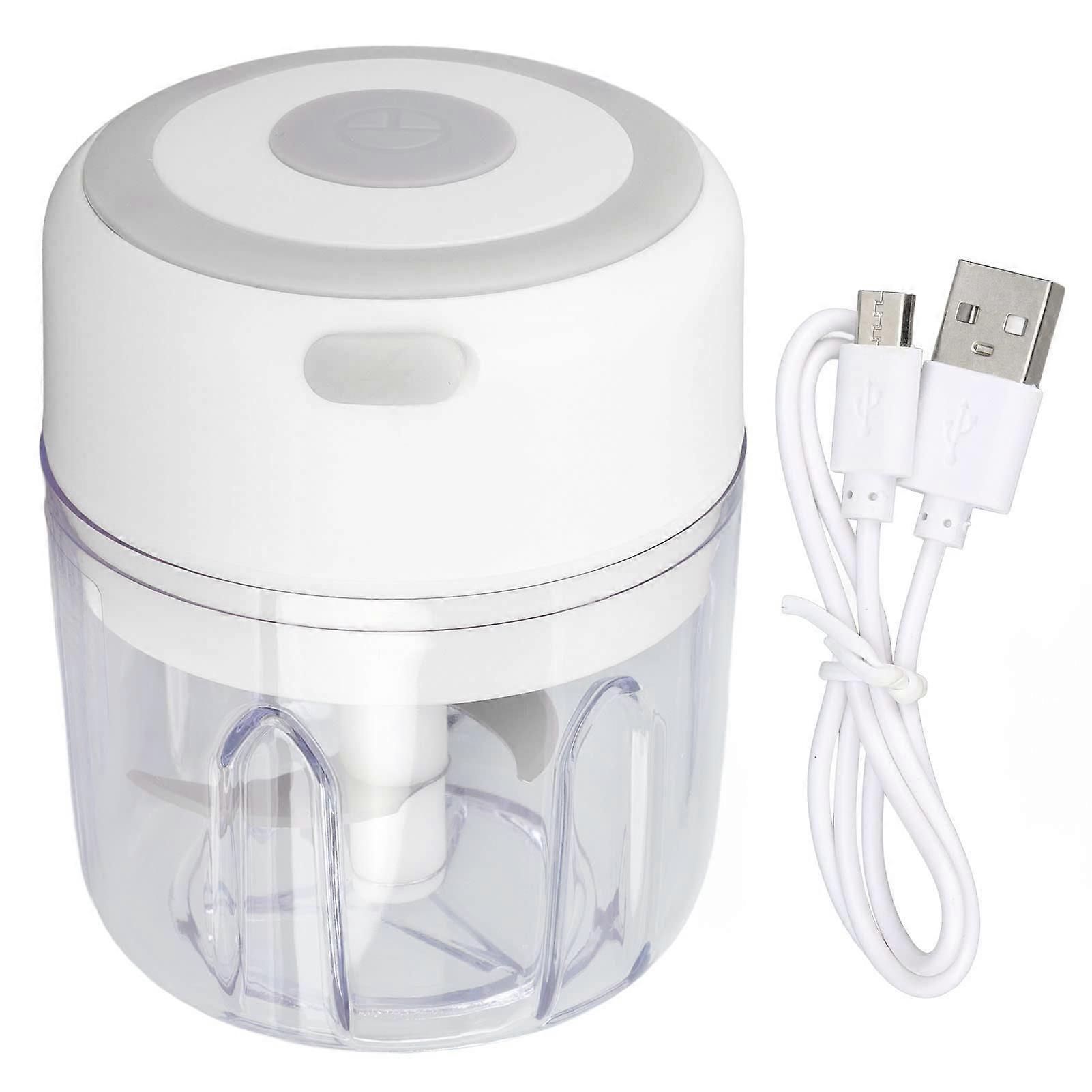 Electric Garlic Chopper 250ml Mini Food Processor with Fast 10s Chopping USB Rechargeable White
