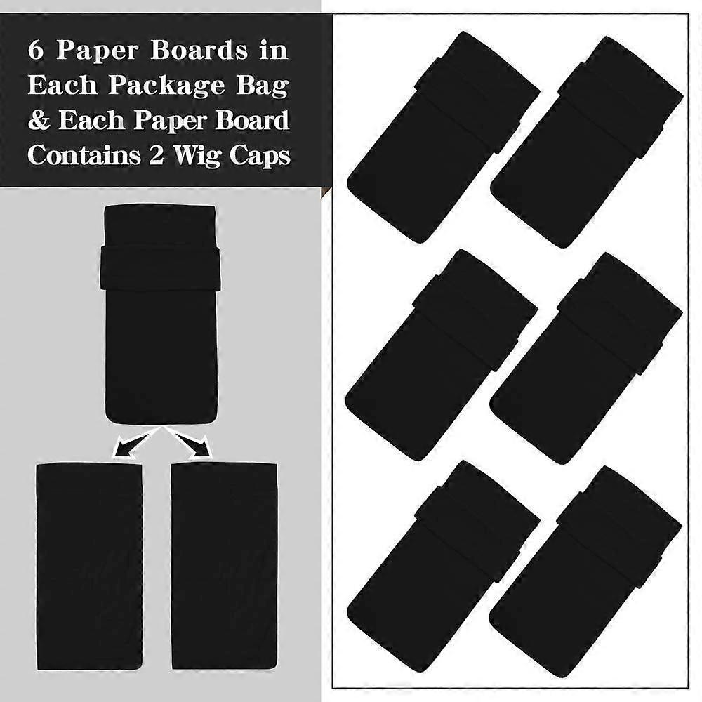 Black Wig Cap for Frontal, 12 Pack