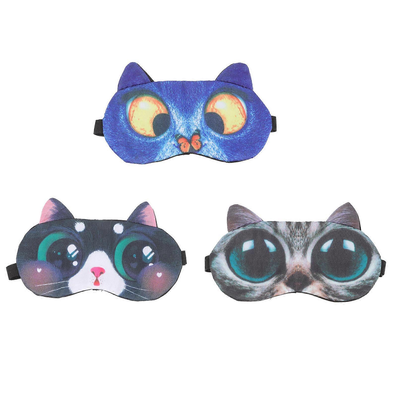 Eye Mask Sleeping Cat Pattern for Sleeping Use 6Pcs Plush Assorted Colors
