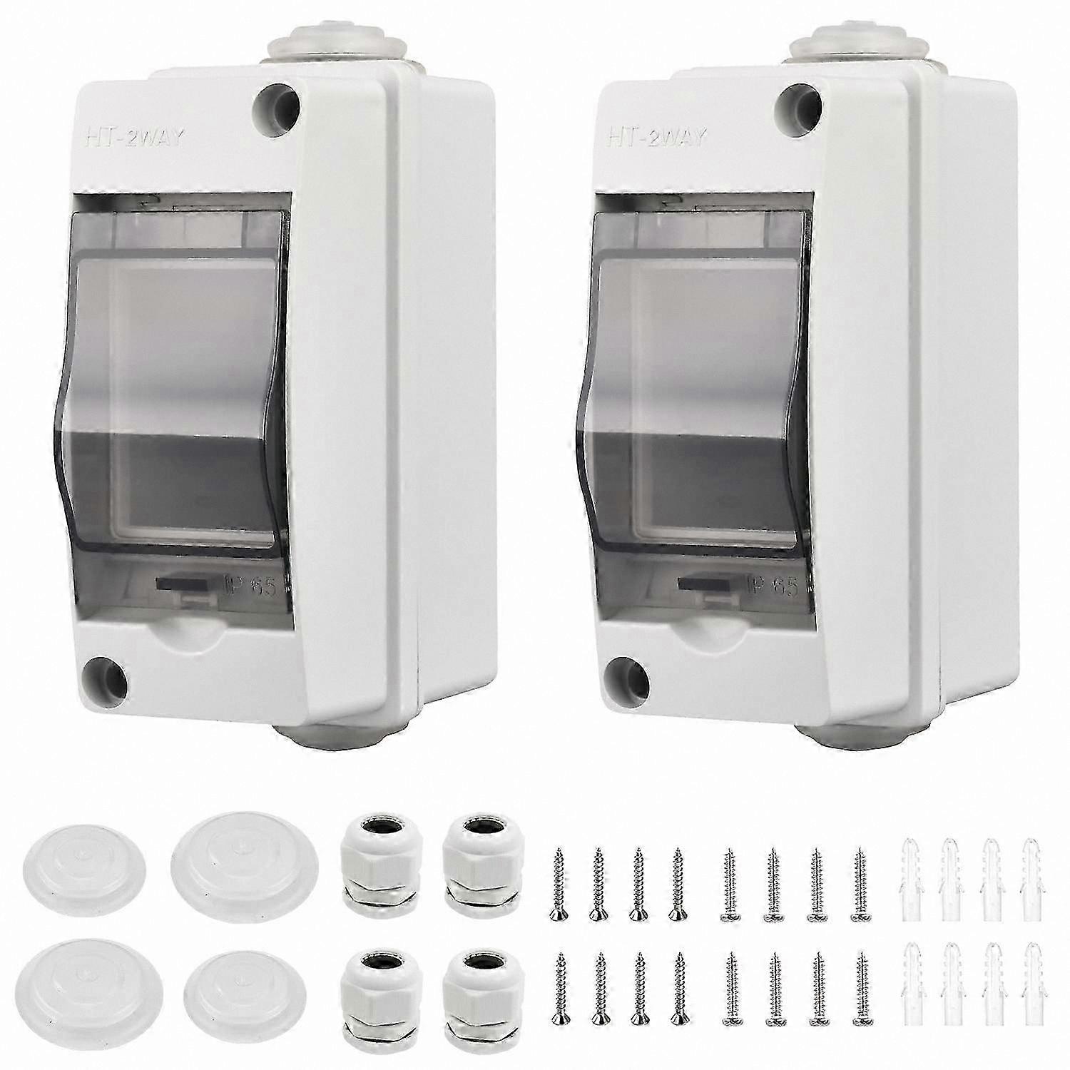 2-Pack Compact Waterproof Electrical Box, IP65 Rated for 2 Modules