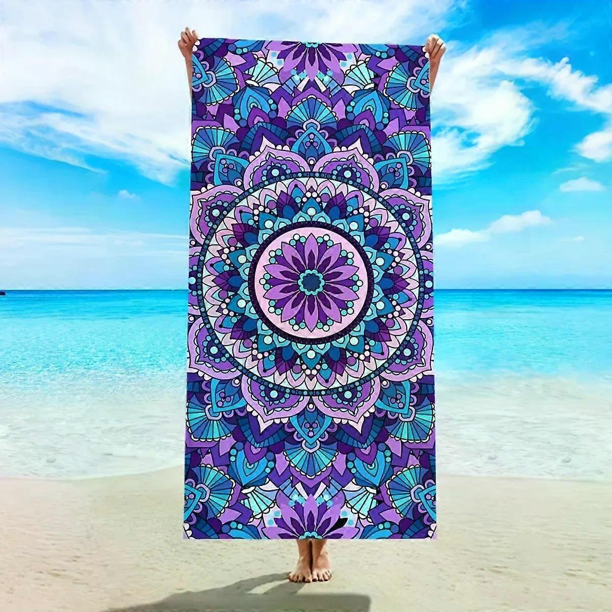 Mandala Pattern Microfiber Beach Towel - Soft, Absorbent, Quick-drying - Perfect for Swimming, Camping and Bathing