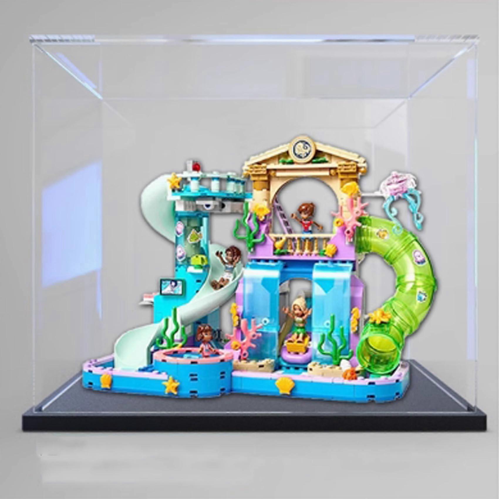 Acrylic Clear Dustproof Display Case with Black Base for  42630 Waterpark Model