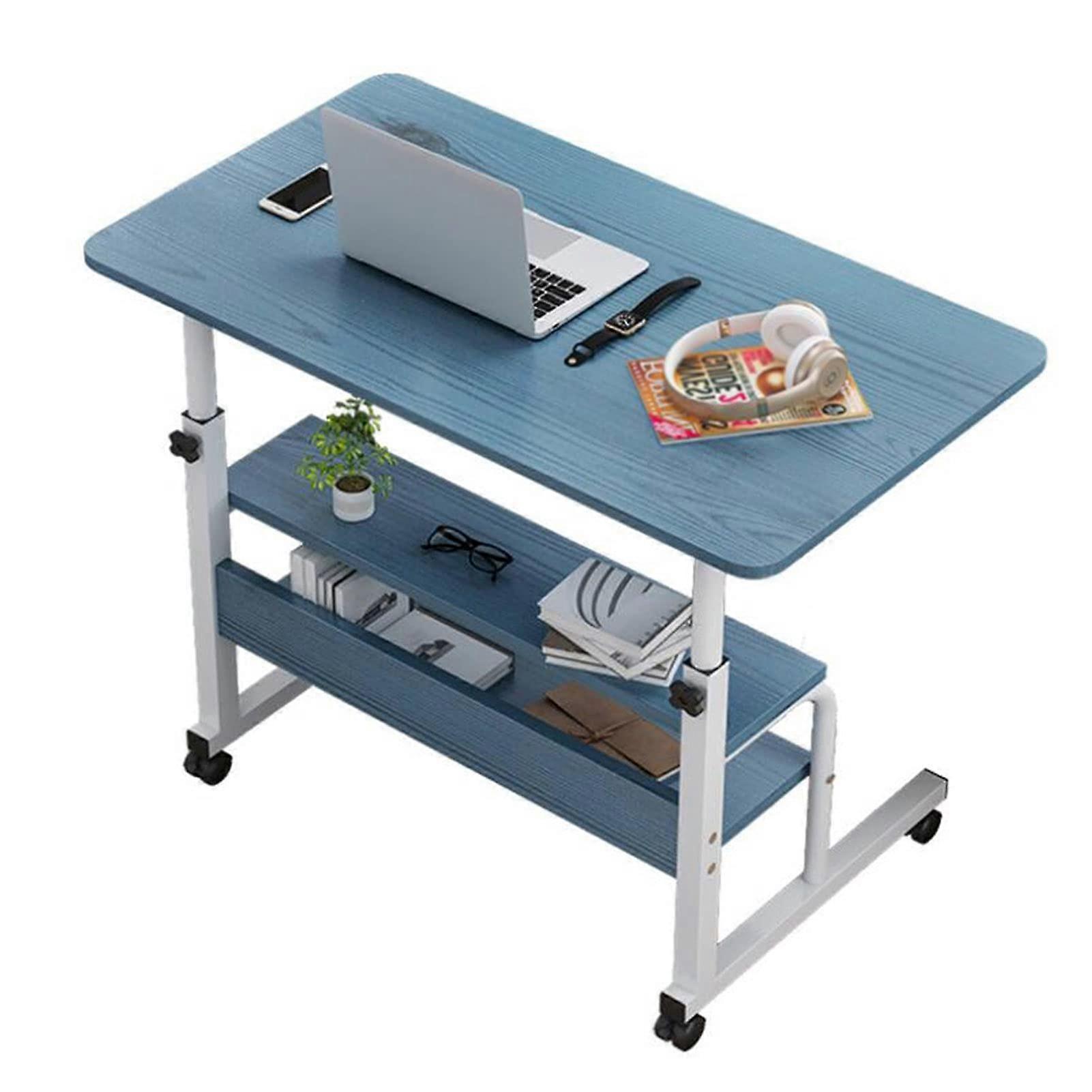 60x40CM Blue Laptop Desk with MultiLayer Storage for Bedside or Sofa Use