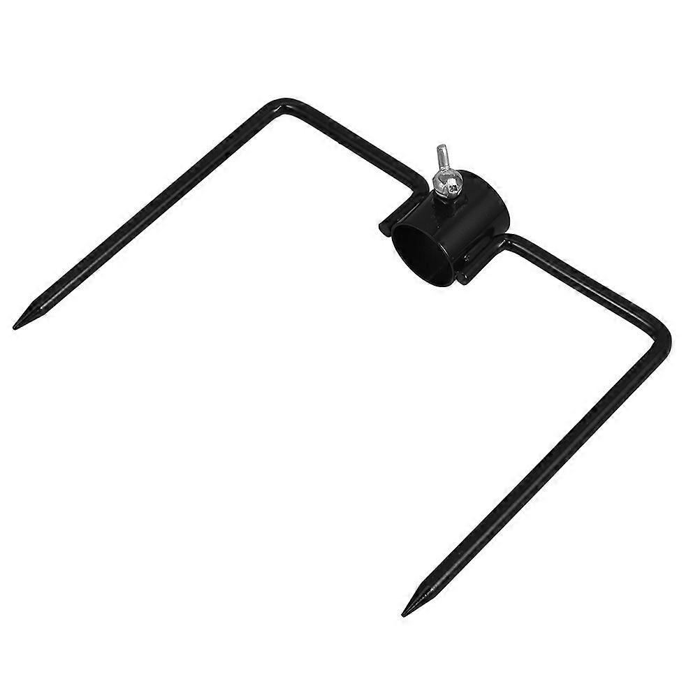 Black Iron Pole Stabilizer for Ground with Shepherd Hook 2-Prong Stake