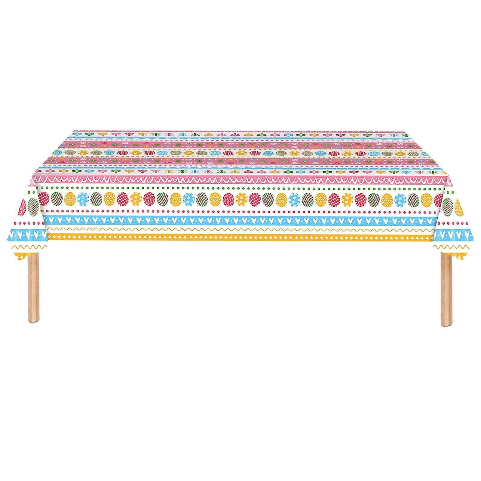Easter Plastic Tablecloth, Disposable Bunny/Egg Design, 54x108in Rectangle Table Cover for Easter Party & Home Decor