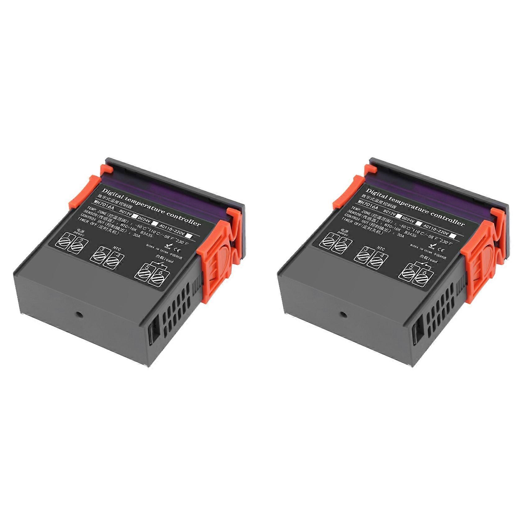 2X 7016A Digital Temperature Controller 220V 30A with High-Power Temp Control Thermostat Heating Cooling NTC Sensor