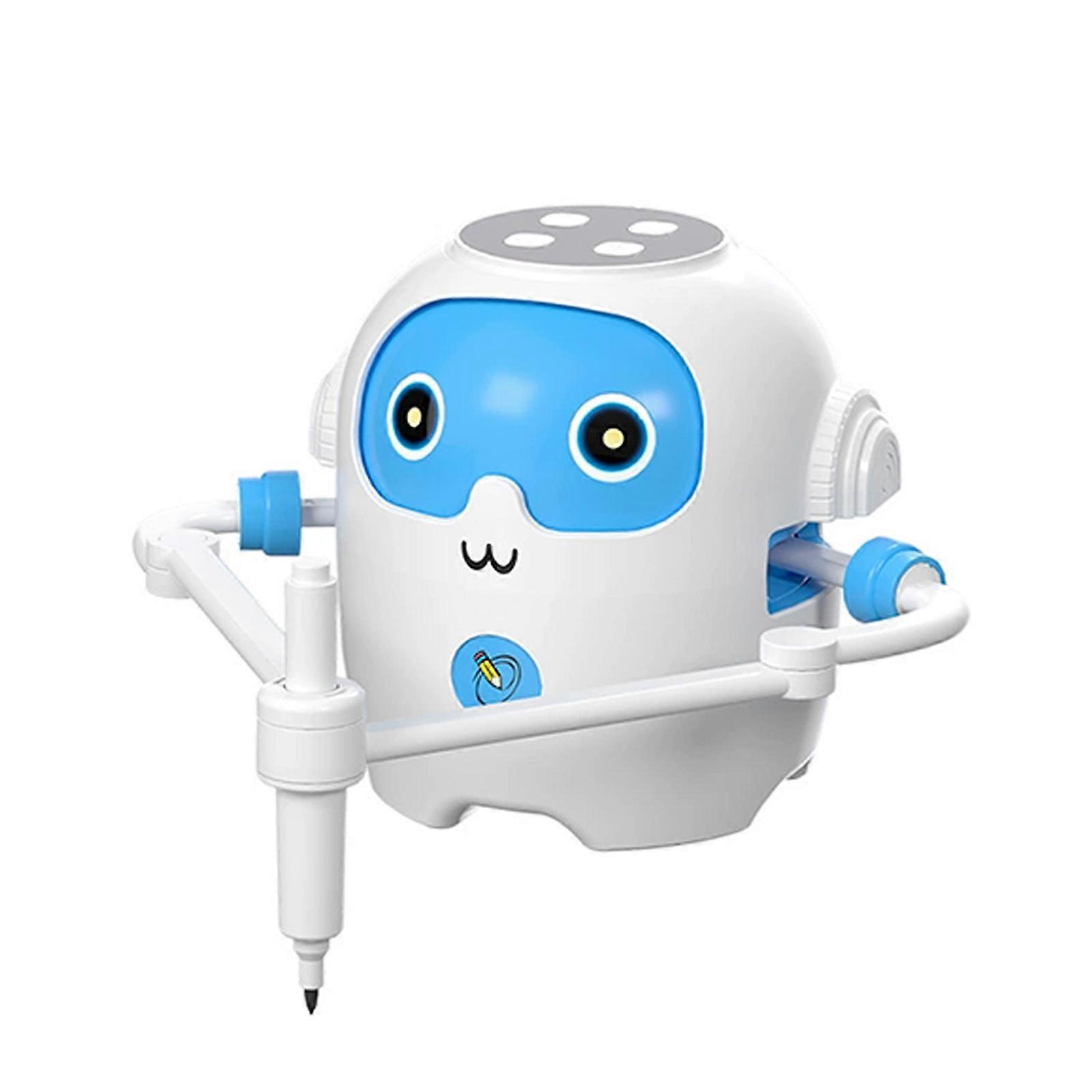 Çocukların yaratıcı gelişimine uygun, 50 önceden yüklenmiş çizim temasına sahip, eğlenceli ve eğitici sanat robotu (ABS dokulu, beyaz).
