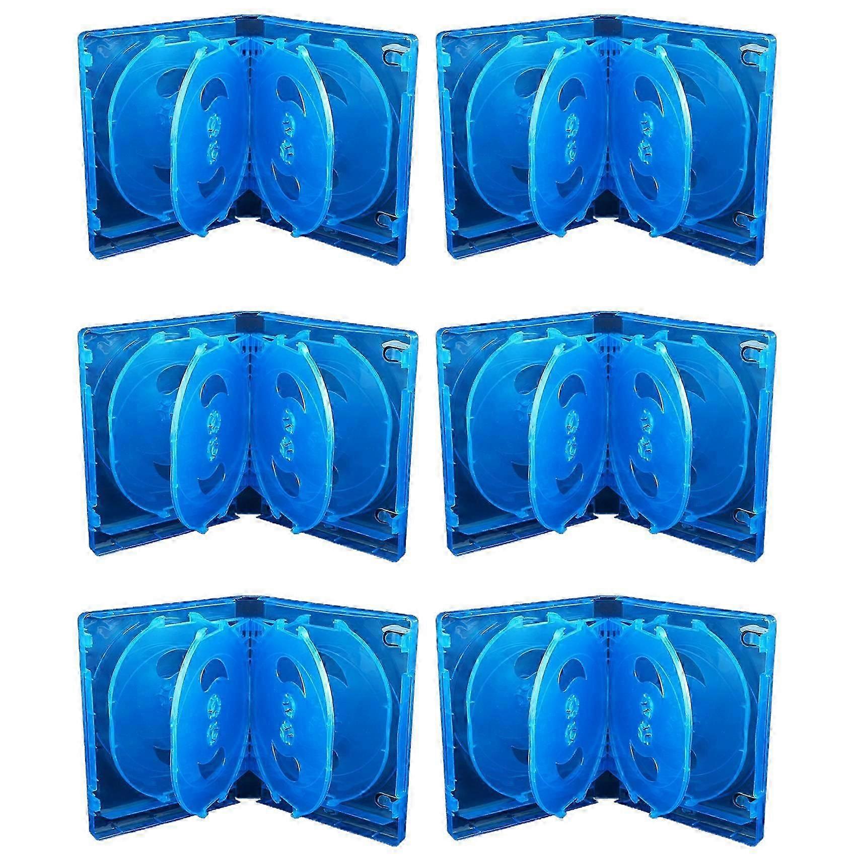 6X CD Storage Box 10-Piece Pack CD Case Plastic Double-Sided CD Storage Car CD Case Thickened DVD Case,Blue