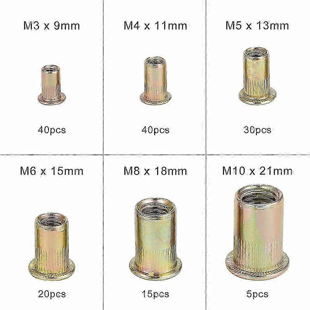 150Pcs Nut Rivet Threaded Insert Tool Kit Nutsert Riveter Hand Riveting compatible with M3-M10