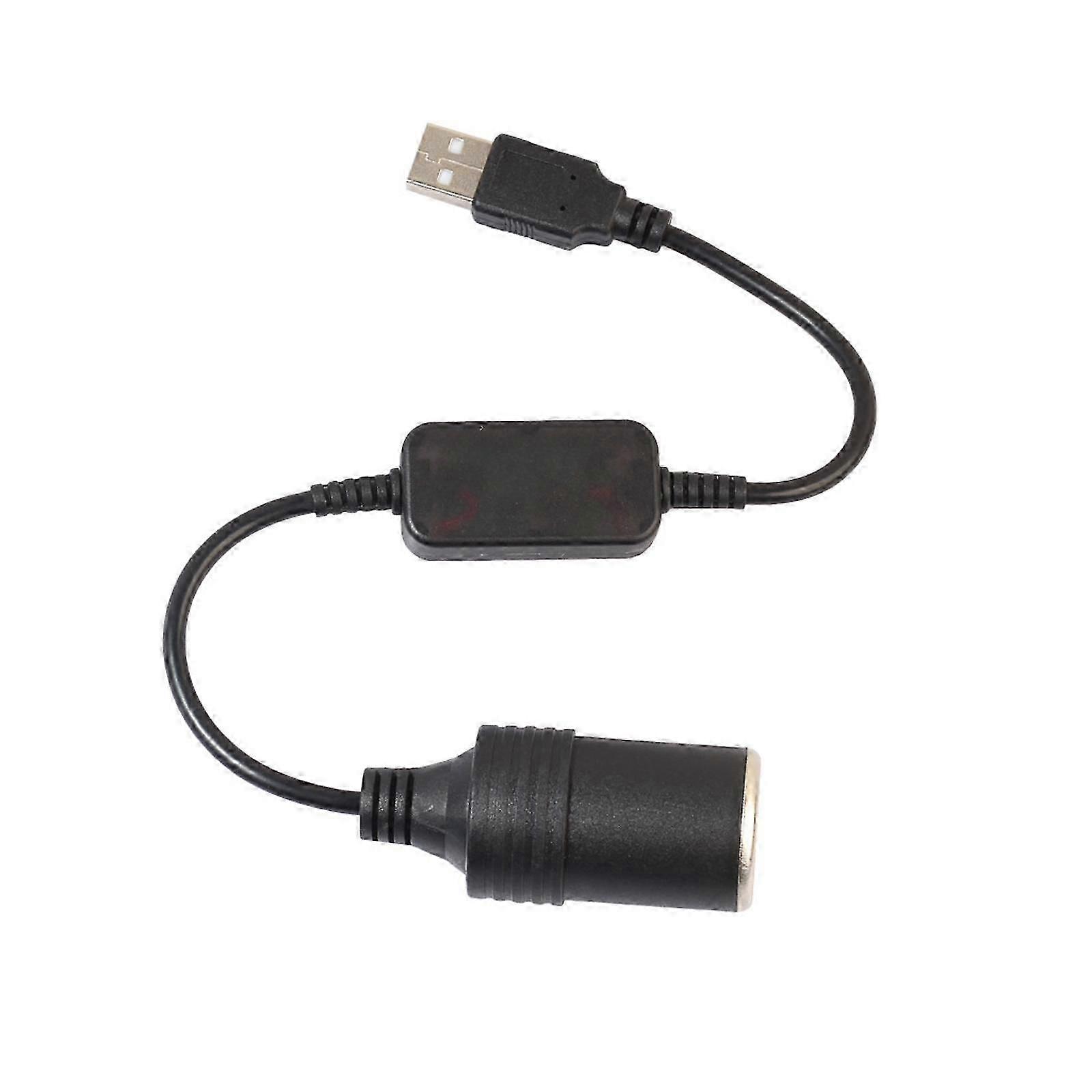 USB plug to 12V car cigarette lighter socket converter adapter cable