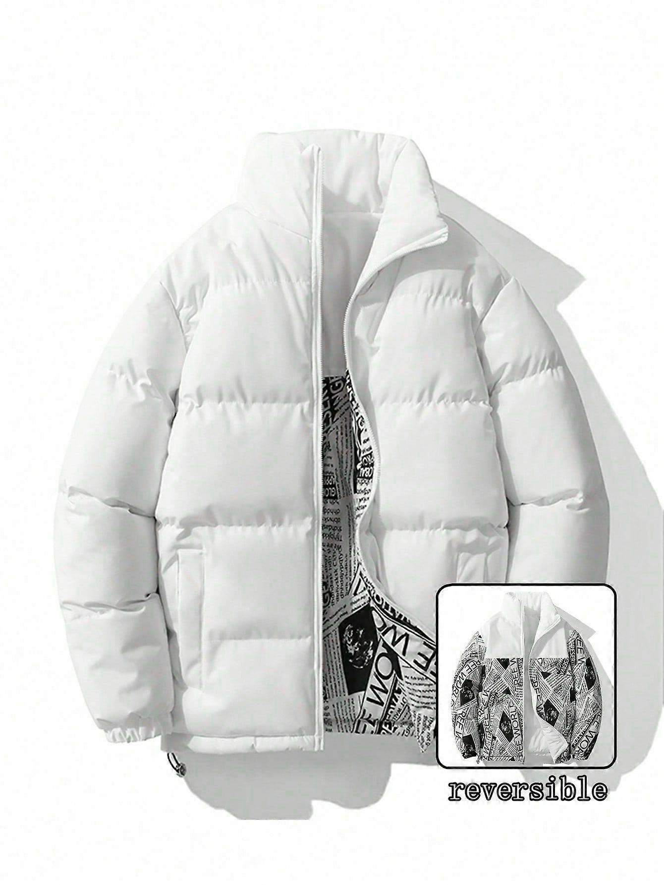 Men Zip Up Reversible Puffer Coat