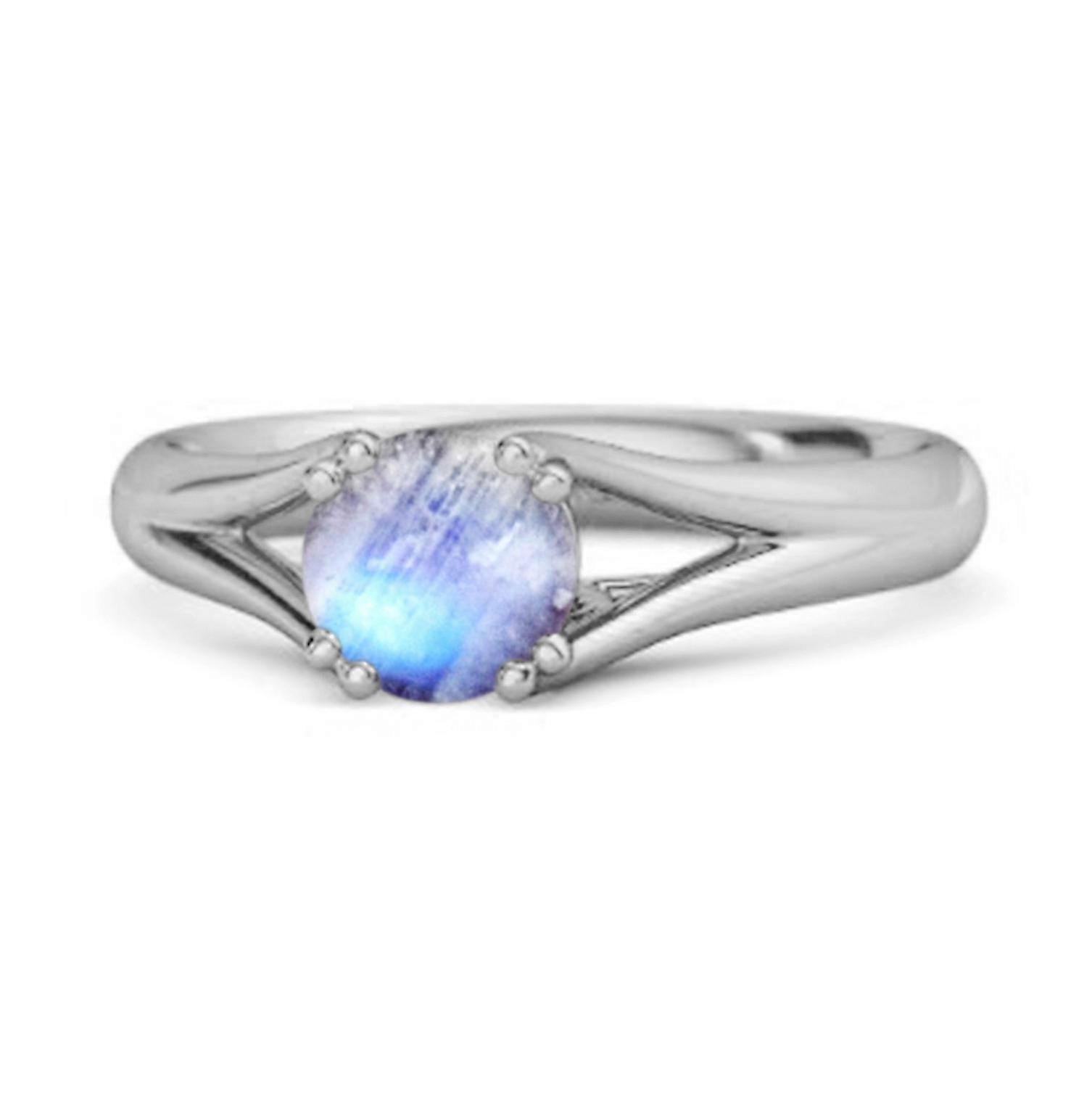Moonstone Elegant Bypass Solitaire Ring - 925 Sterling Silver